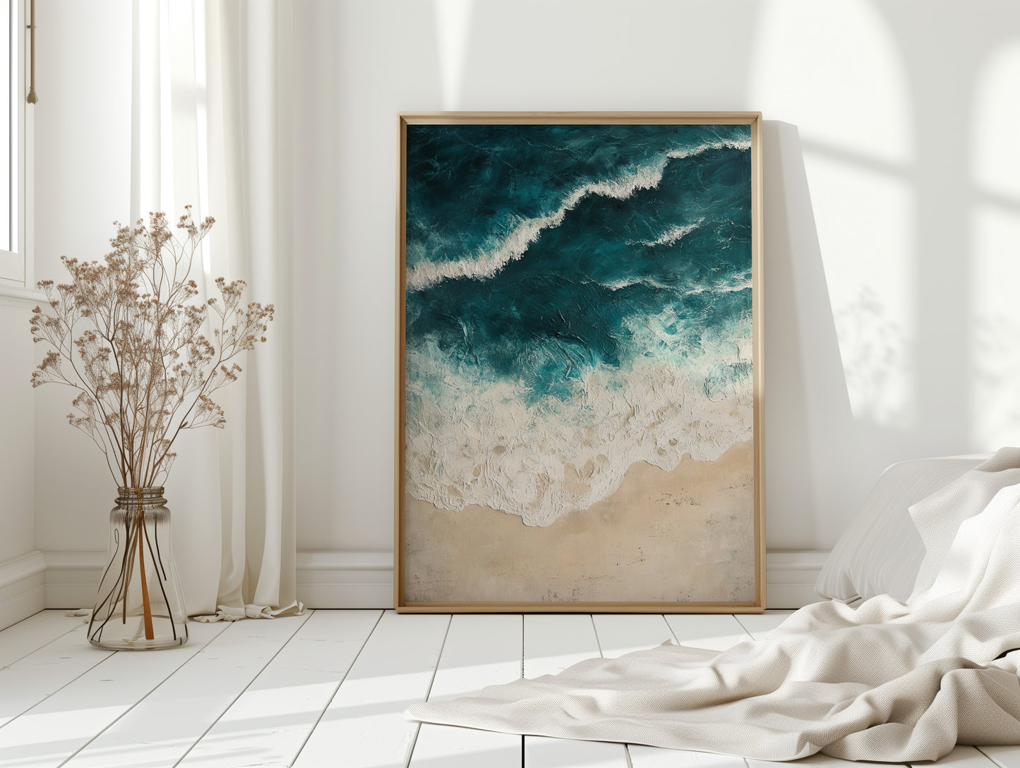 Textured Shoreline in Teal and Sand