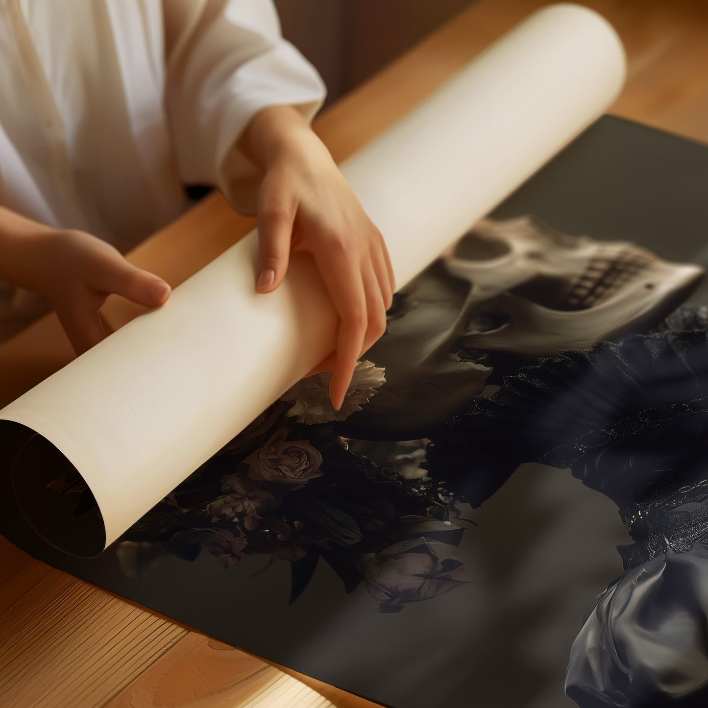 Blush Roses Crown Mortality's Frame