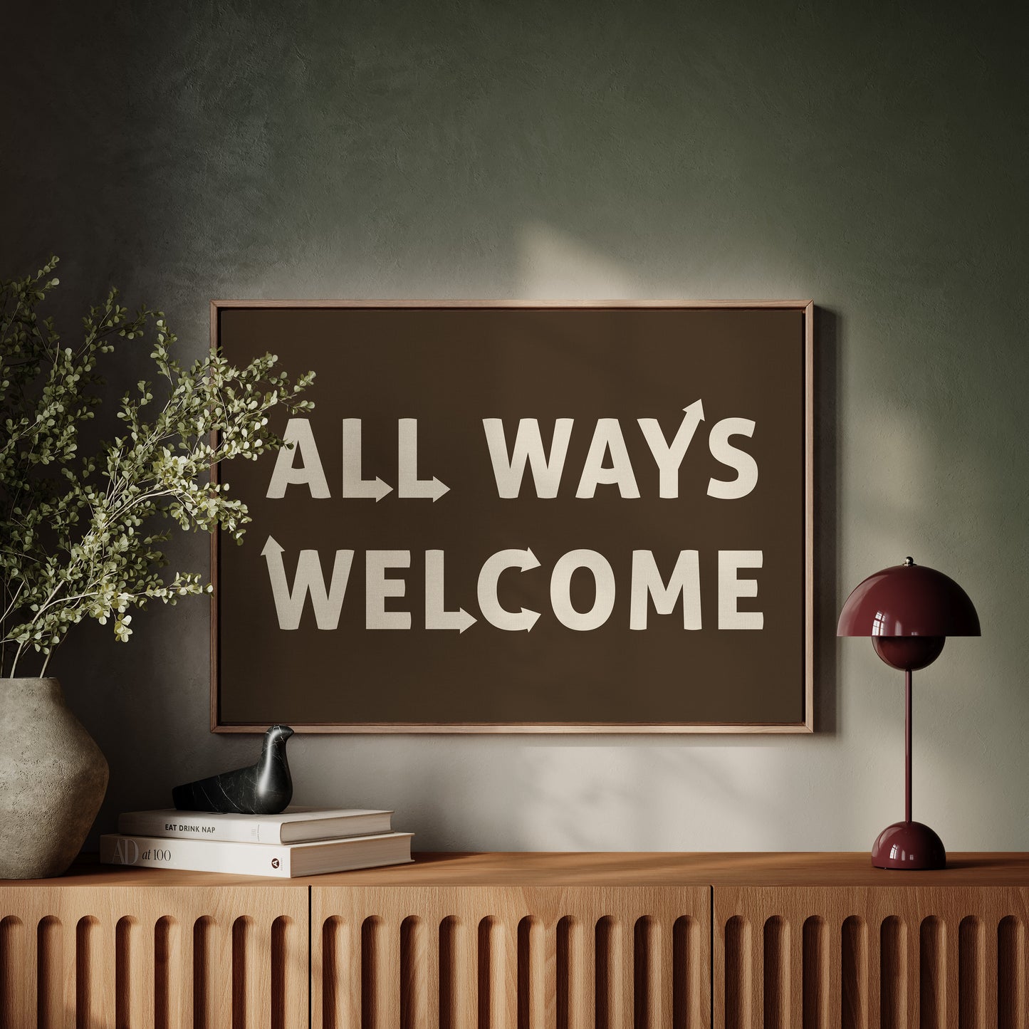 All Ways Welcome Bold Dark Background Print