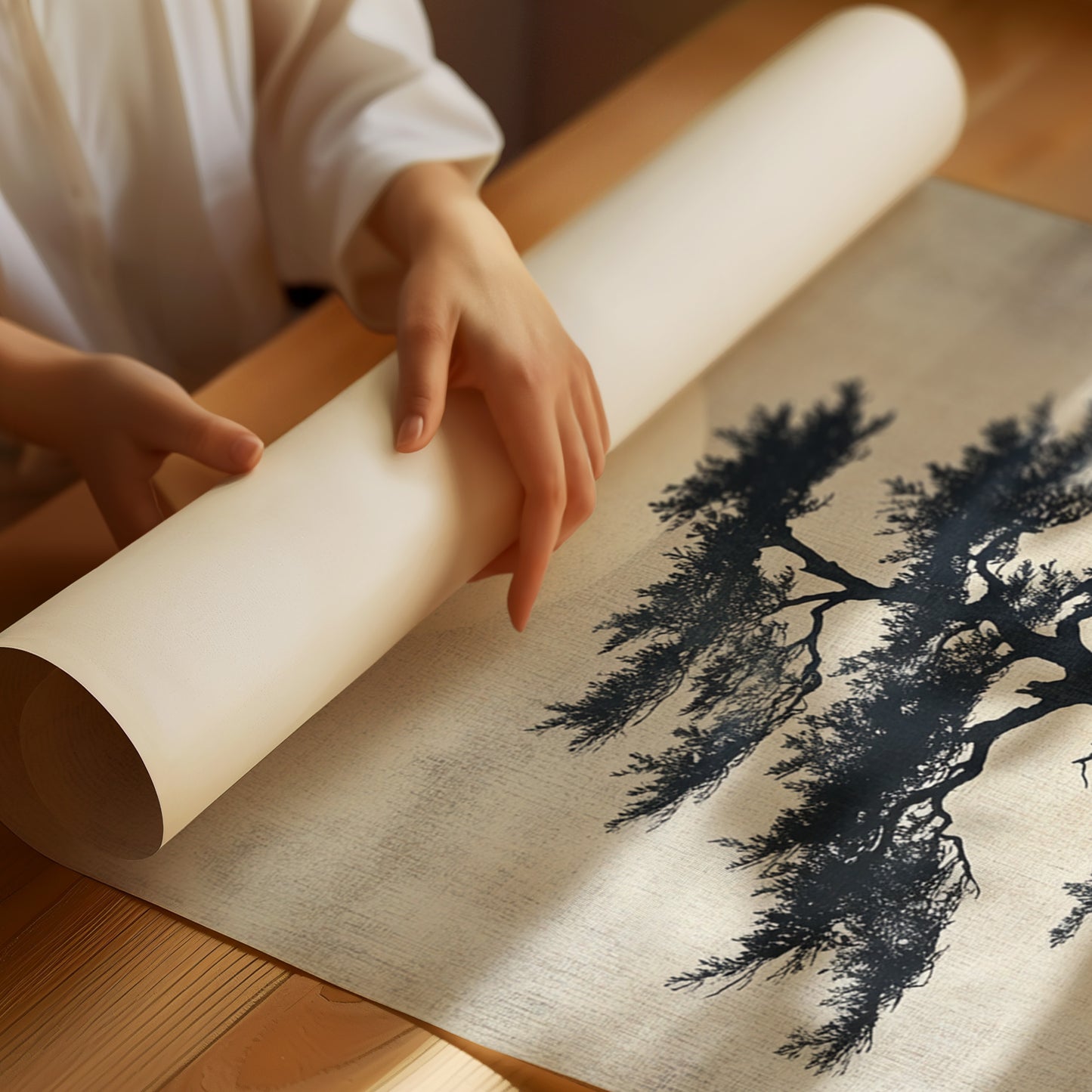 Zen Bonsai Tree Art – Minimalist Japanese Wall Print