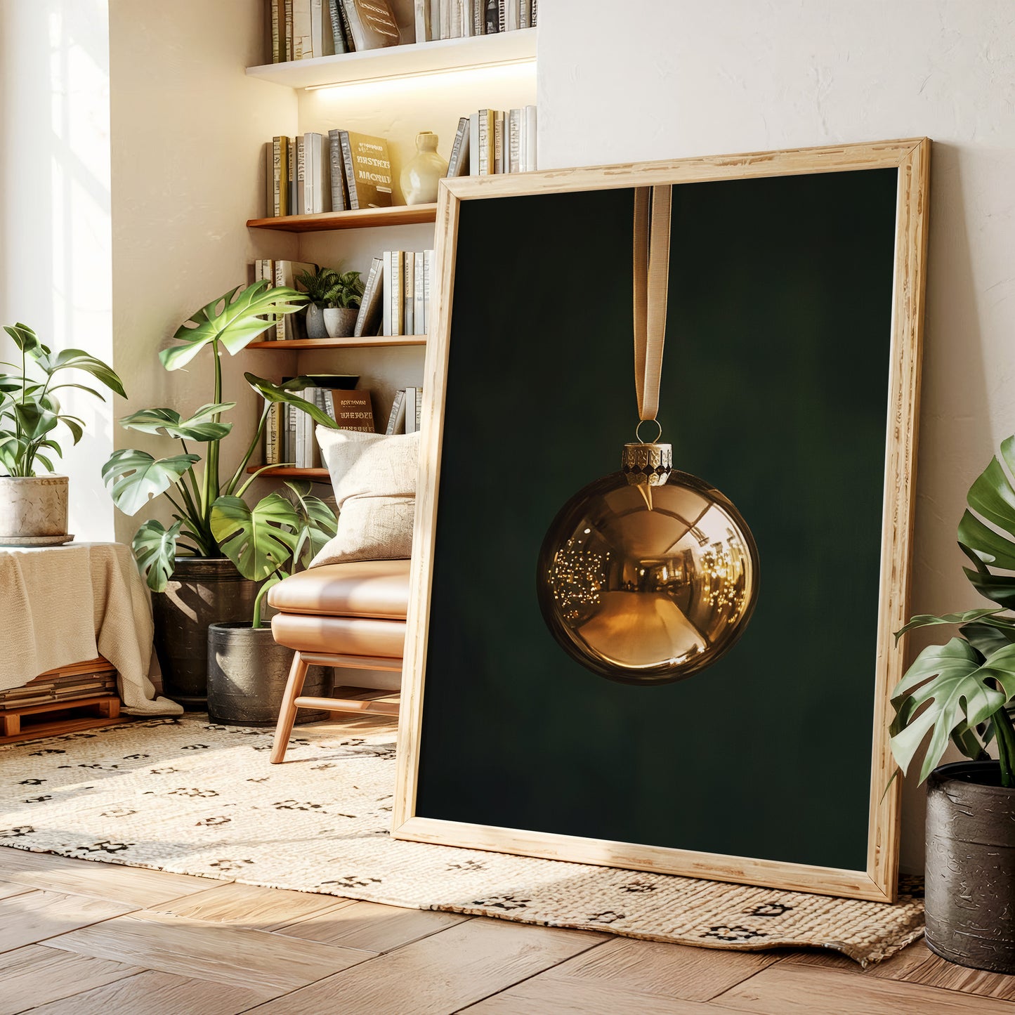 Golden Ornament Photography Print - Elegant Holiday Decor - Gallery Canvas image 11