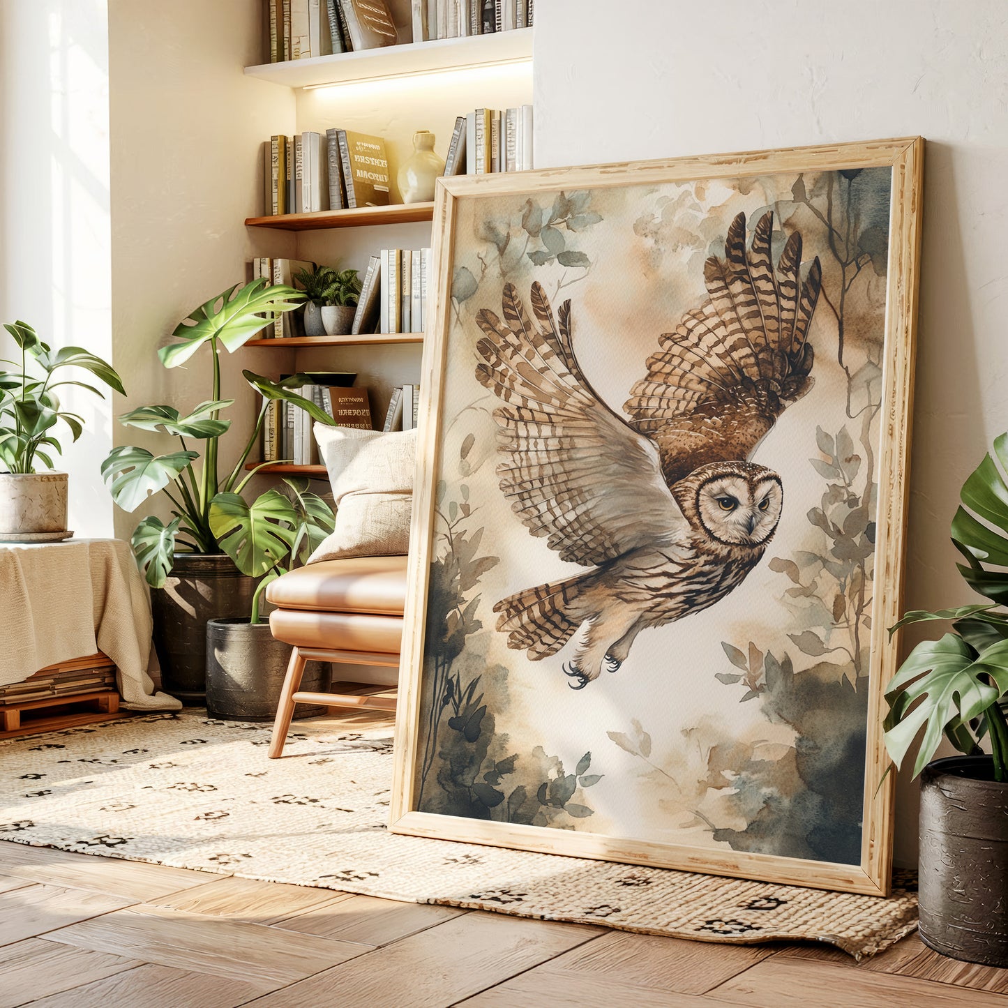 Majestic Owl Watercolor Print - Nature Wildlife Art - Gallery Canvas image 11