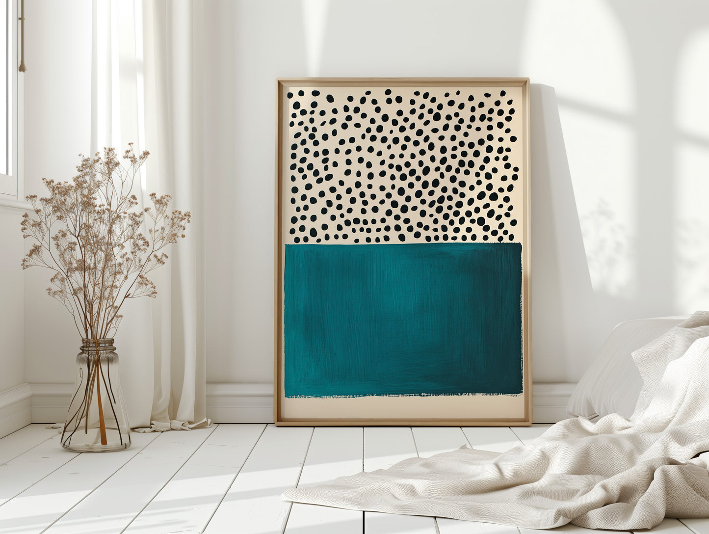 Teal Block and Ink Dots