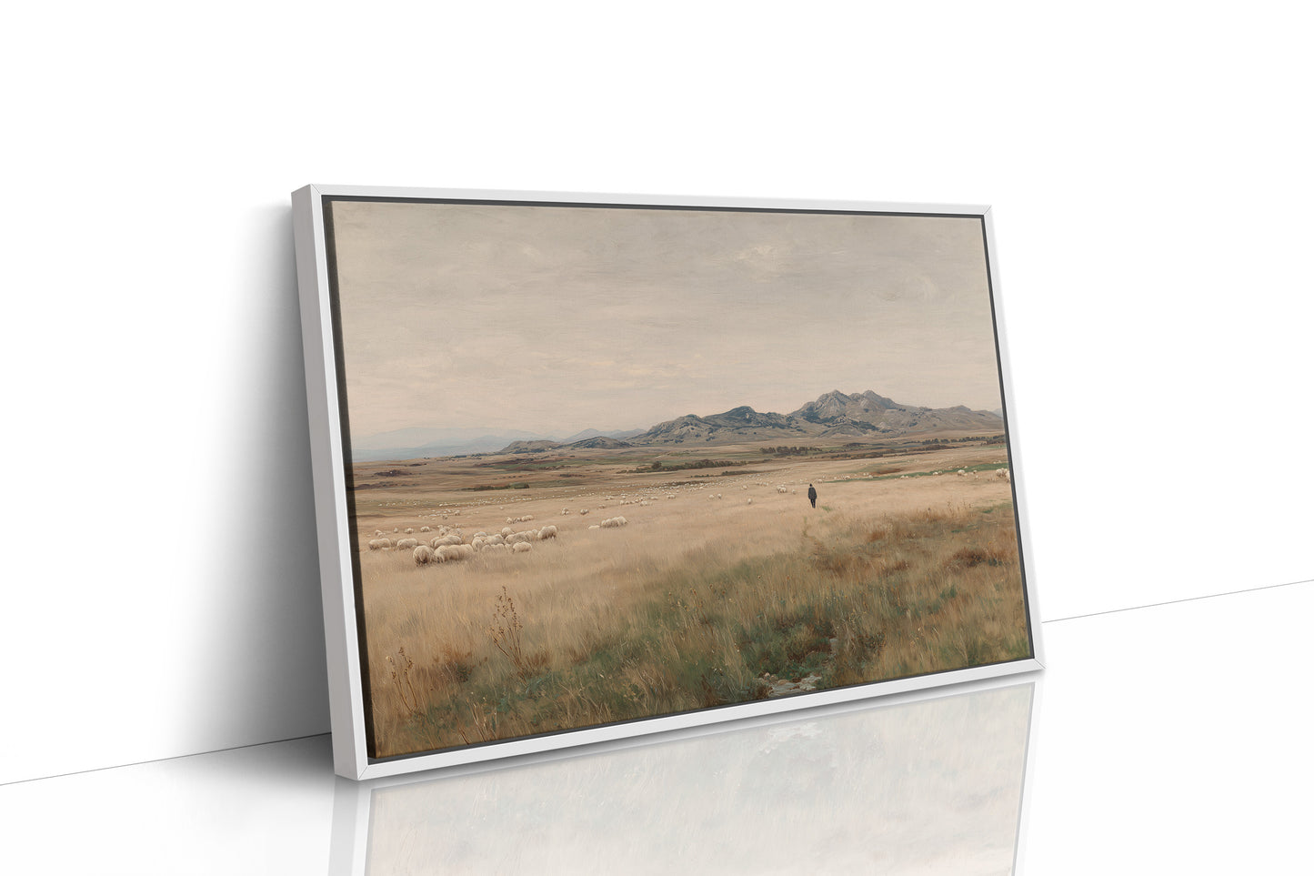 Solitary Shepherd in Amber Grasslands