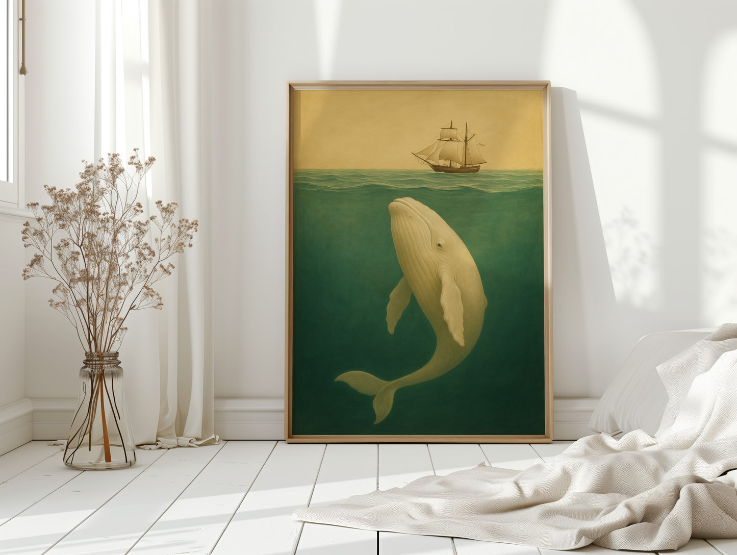 Whale Beneath the Golden Horizon