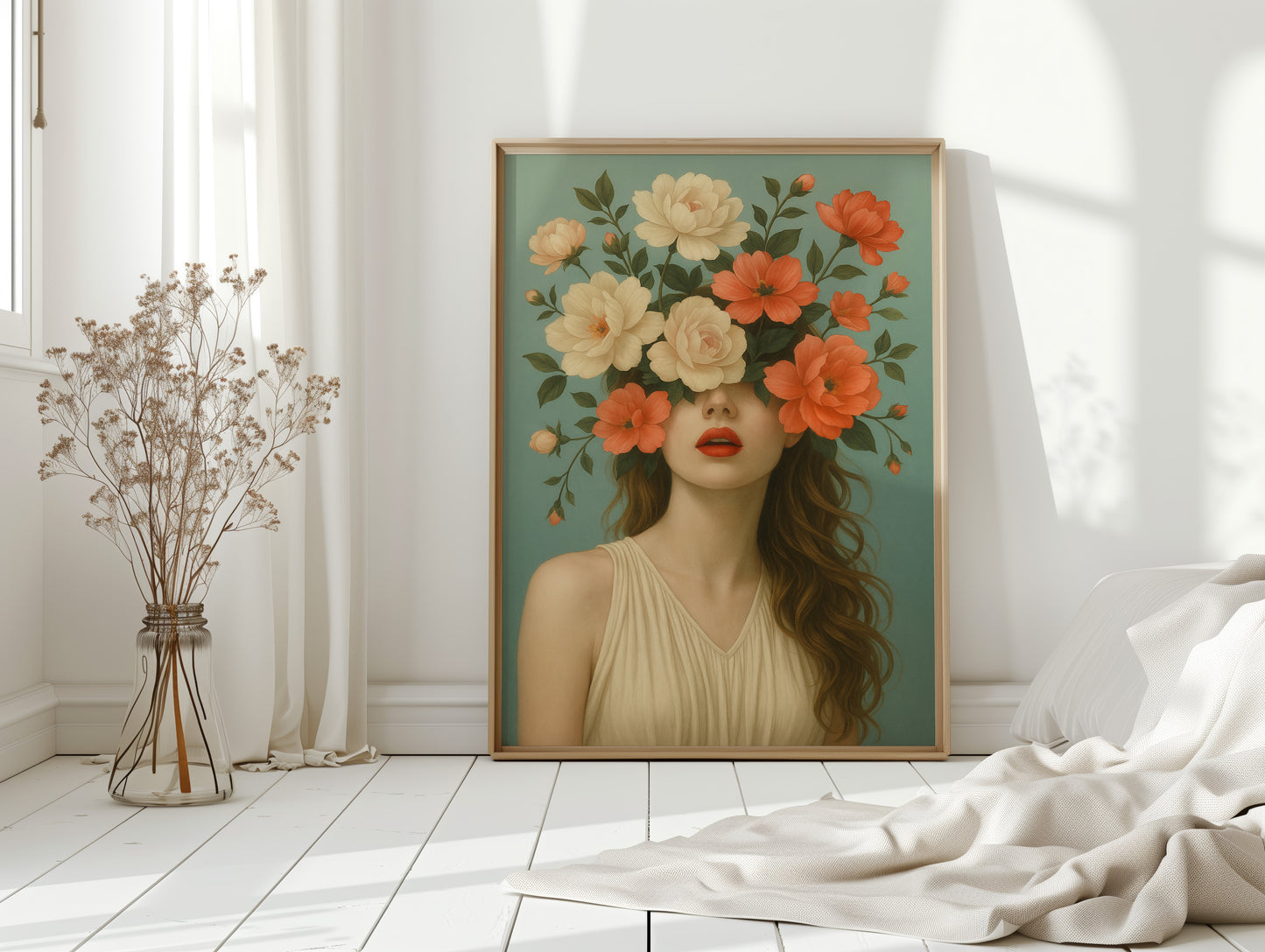 Flourish in Coral and Cream