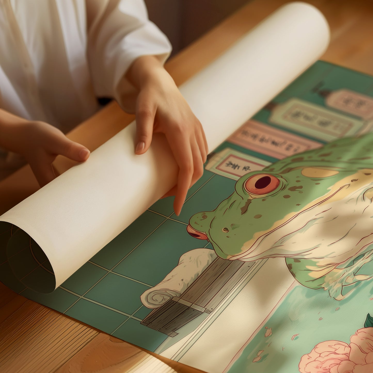 Frog Tales Among Peony Blooms