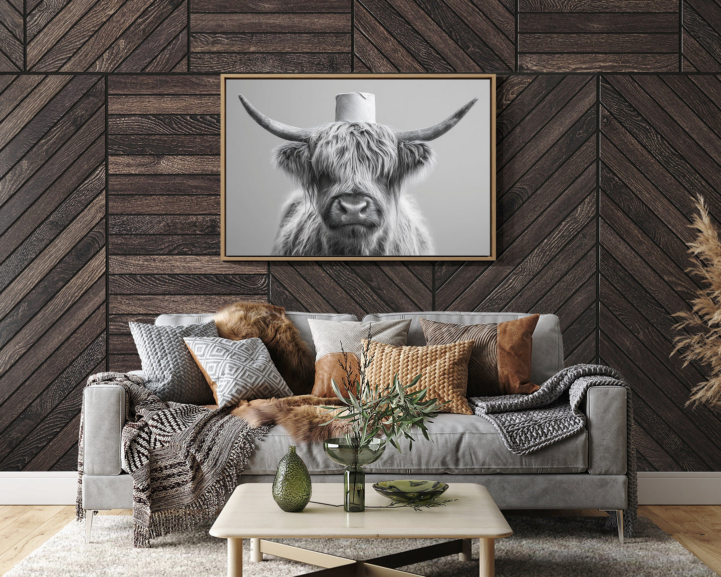 Highland Cow Wears Toilet Paper Crown