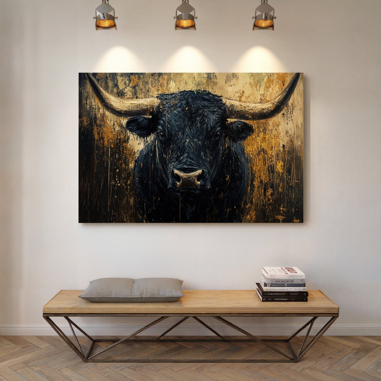 Black Bull Against Golden Storm
