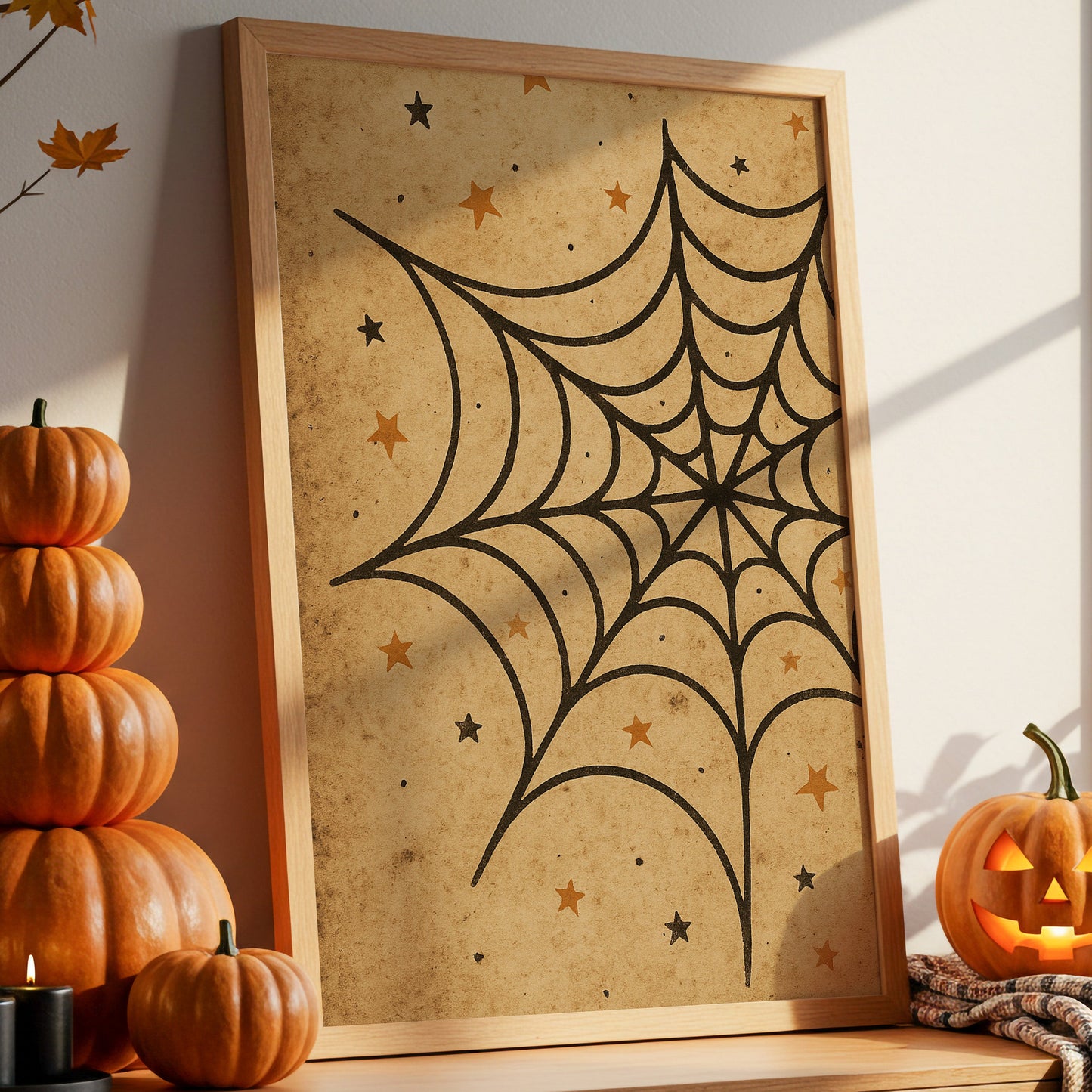 Starlit Webs On Vintage Parchment