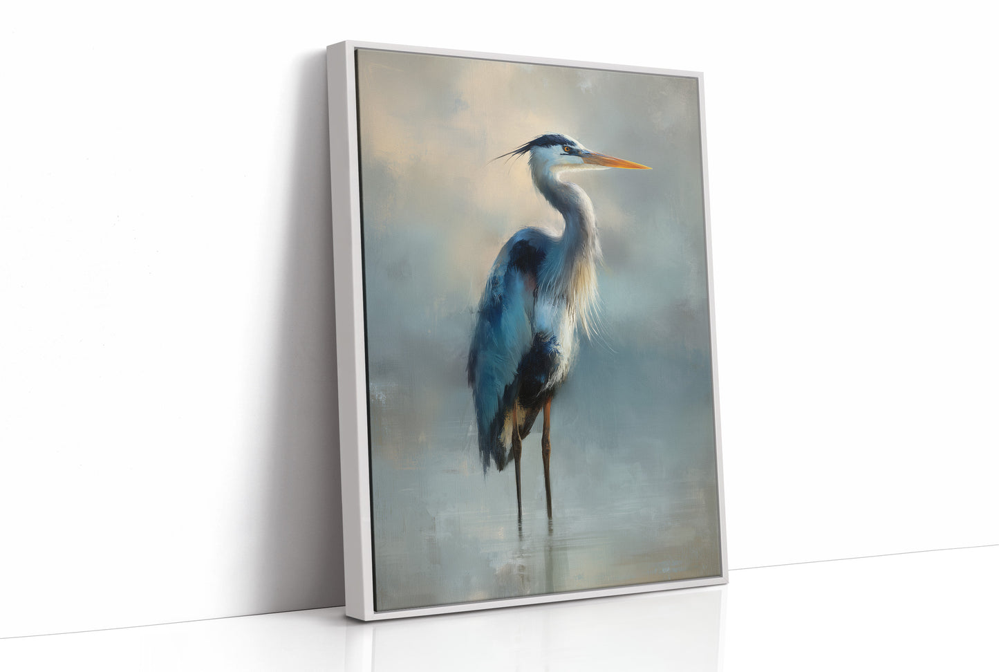 Heron Waits In Misty Blue