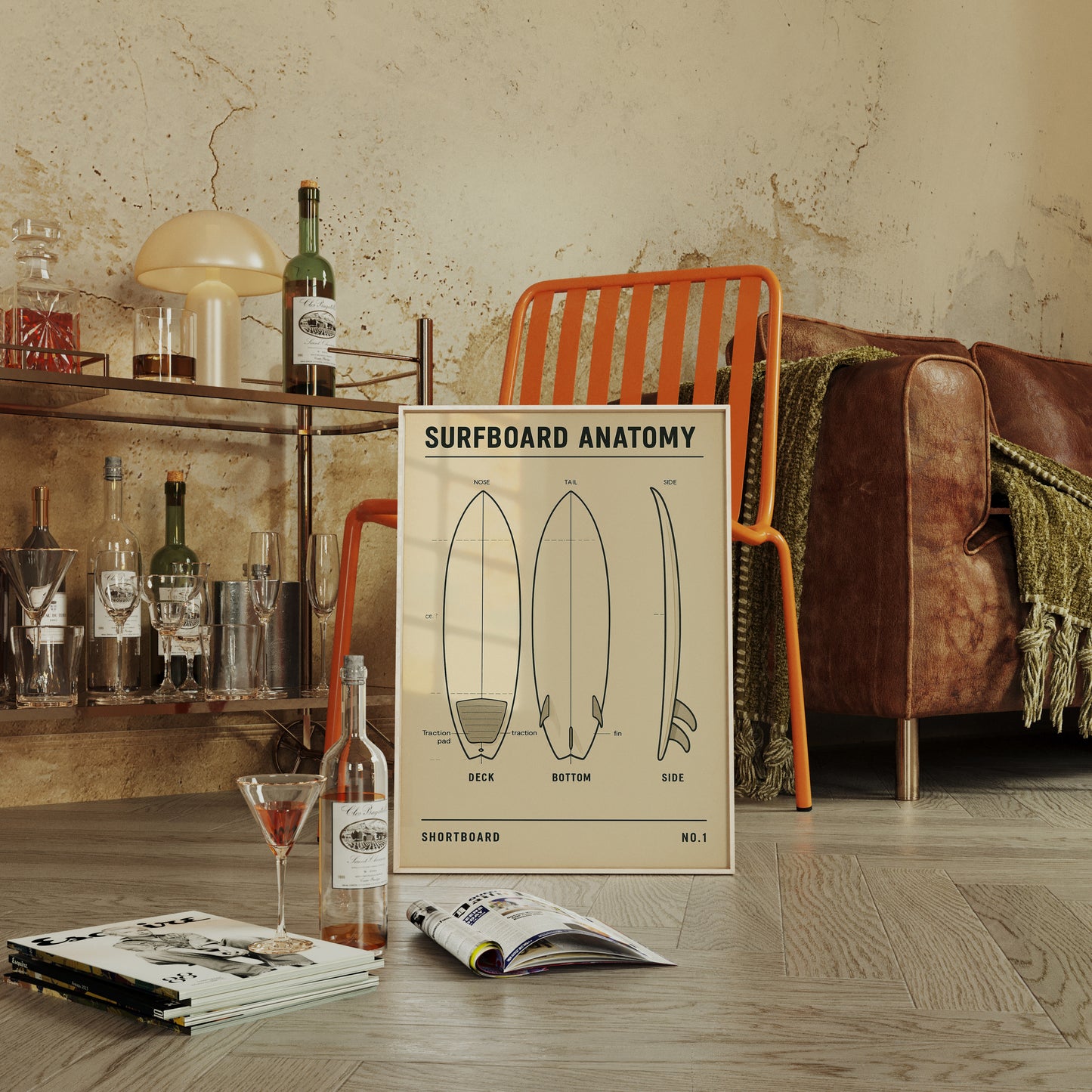 Surfboard Anatomy Shortboard Print