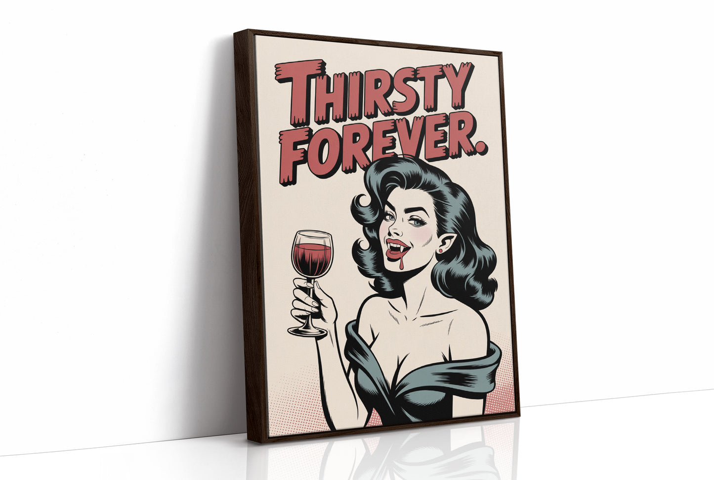 Vintage Vamp Sips Red Wine