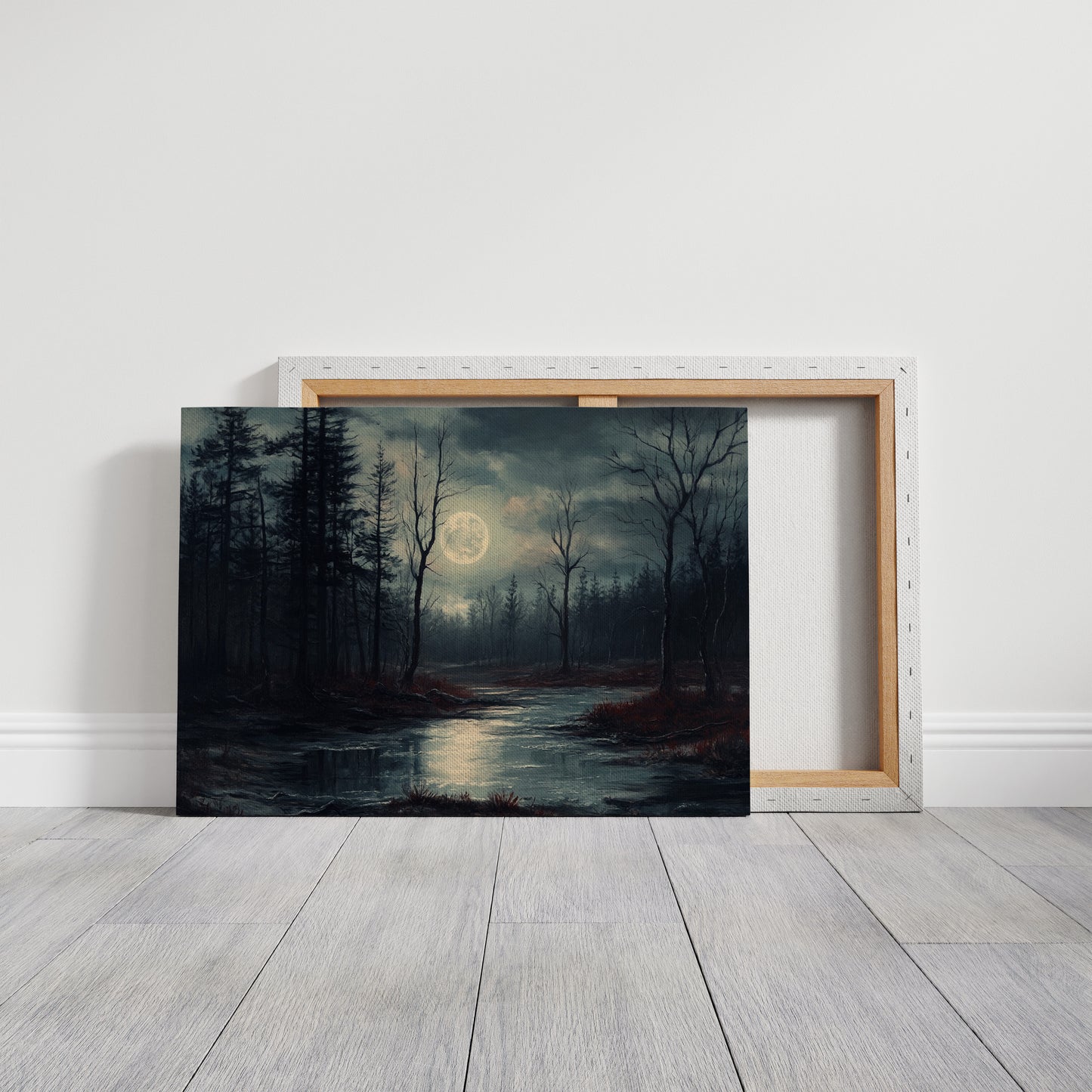 Moonlit Waters Through Winter Woods