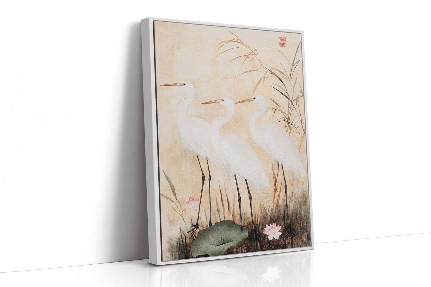 Japanese Egret Wall Art – Elegant Traditional Asian Nature Print