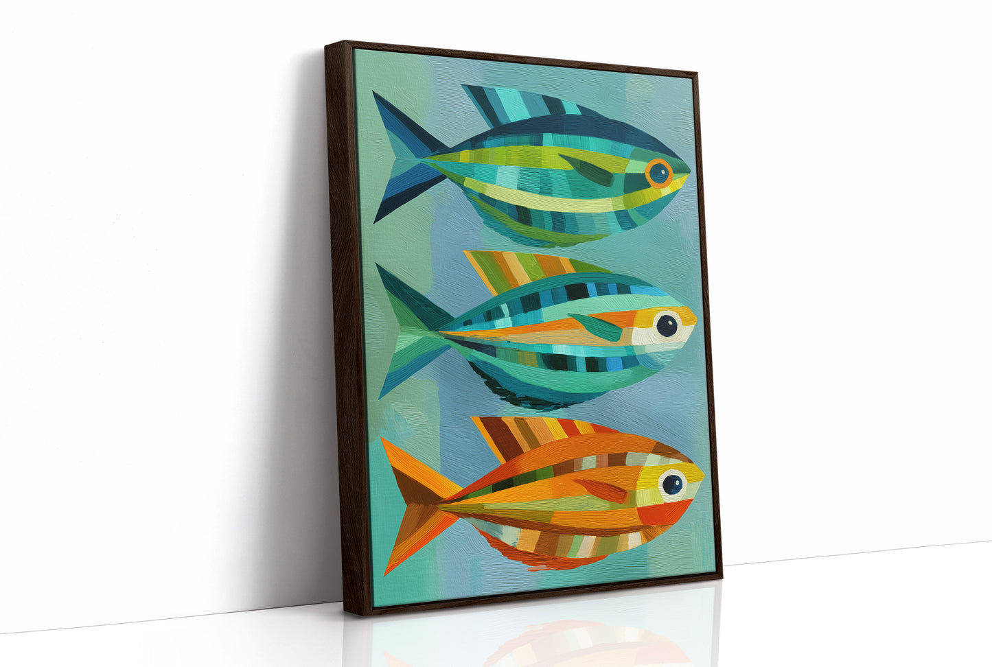 Geometric Trio Glides Through Aqua Depths