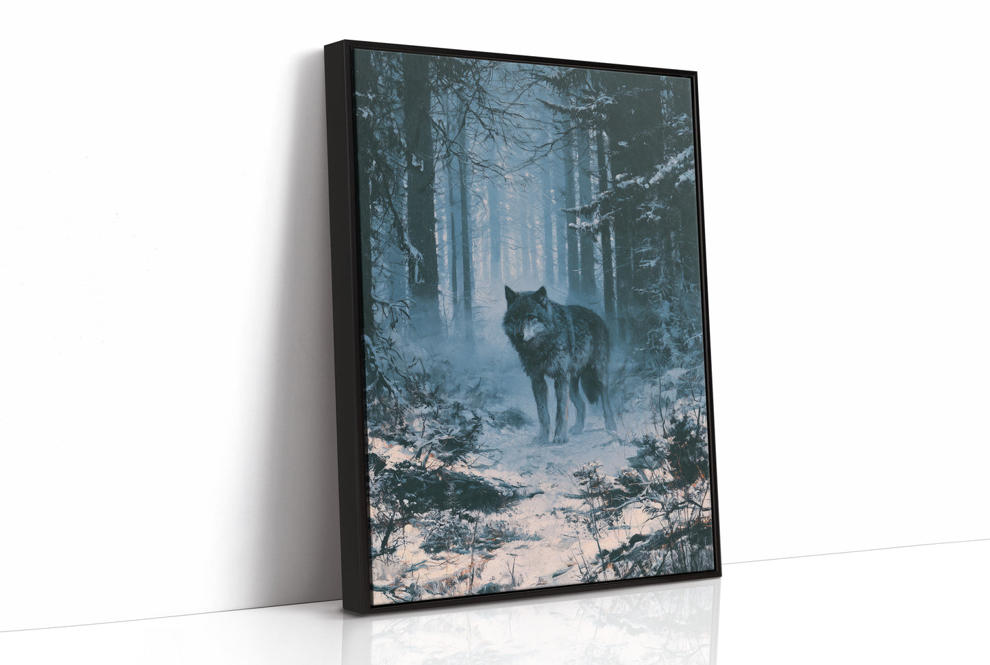 Wolf's Gaze Through Winter Woods