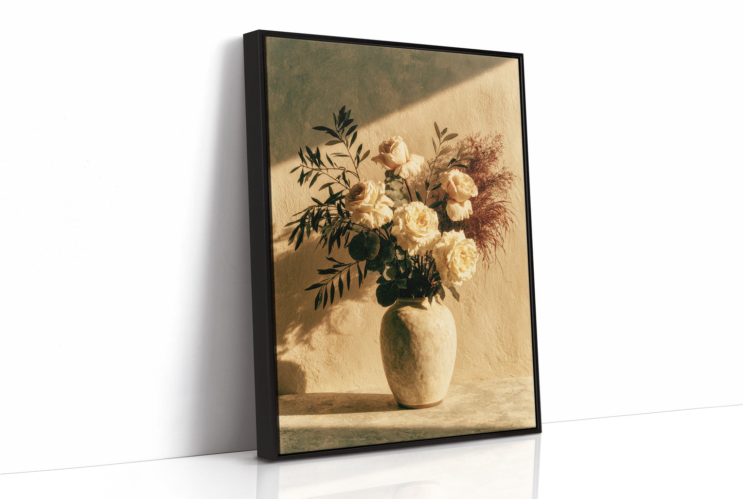 Cream Roses in Golden Shadow