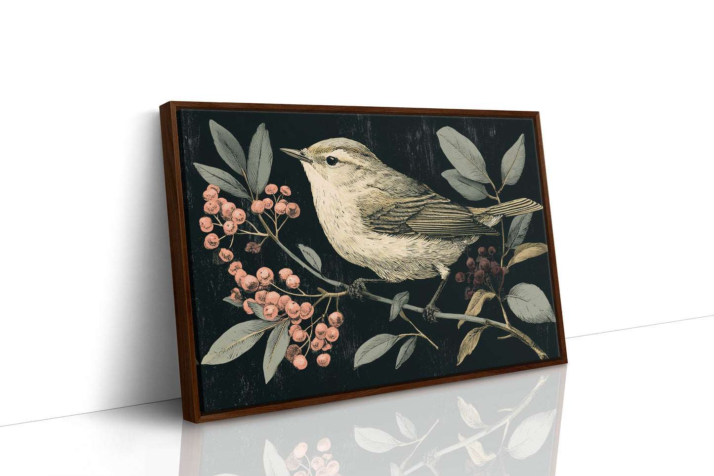 Warbler Amid Berry Branches