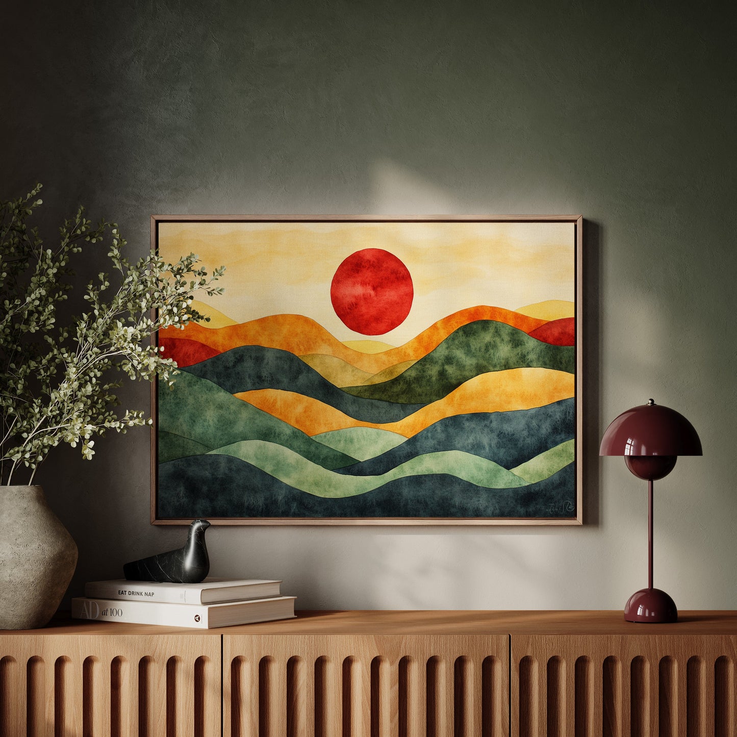 Rolling Hills Bow To Crimson Sky