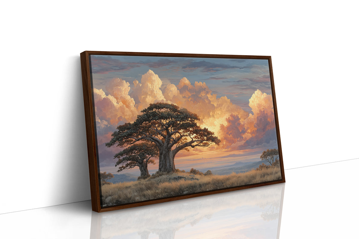 Two Baobabs, One Shared Sunset