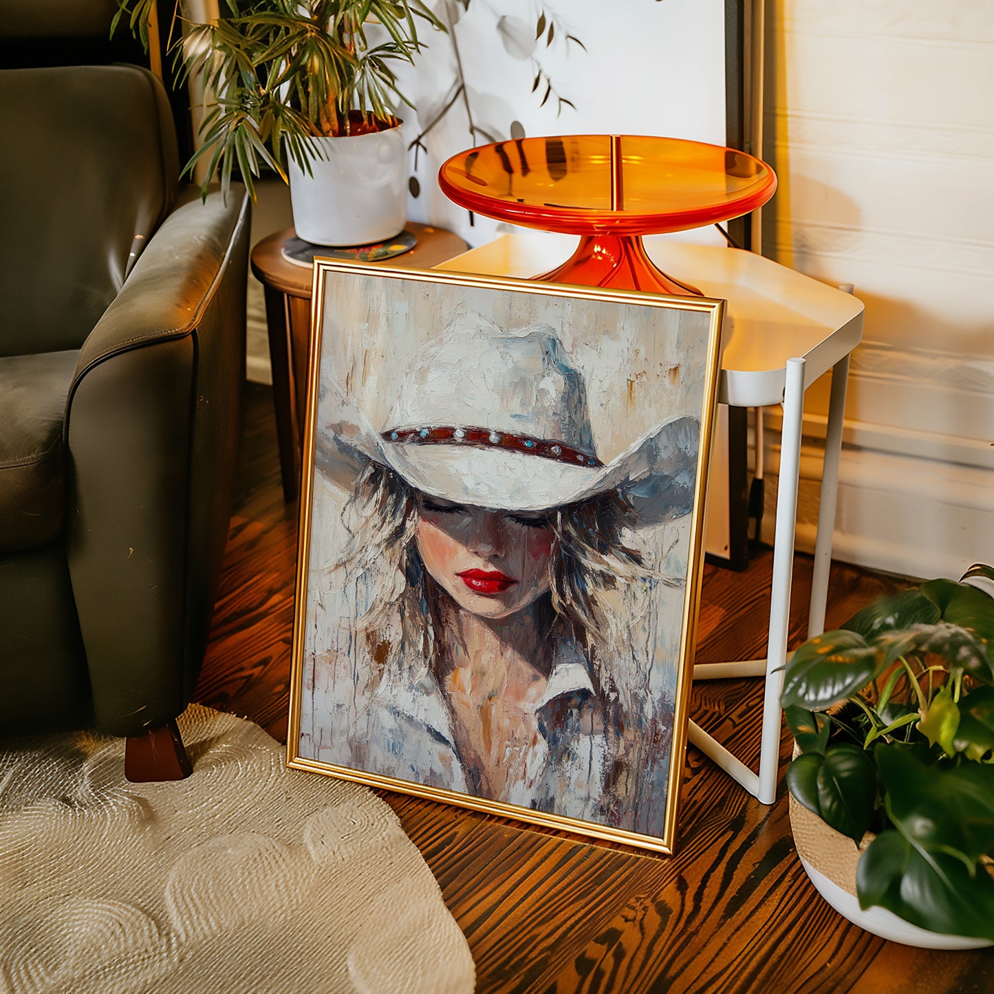 Cowgirl Grace in White Hat