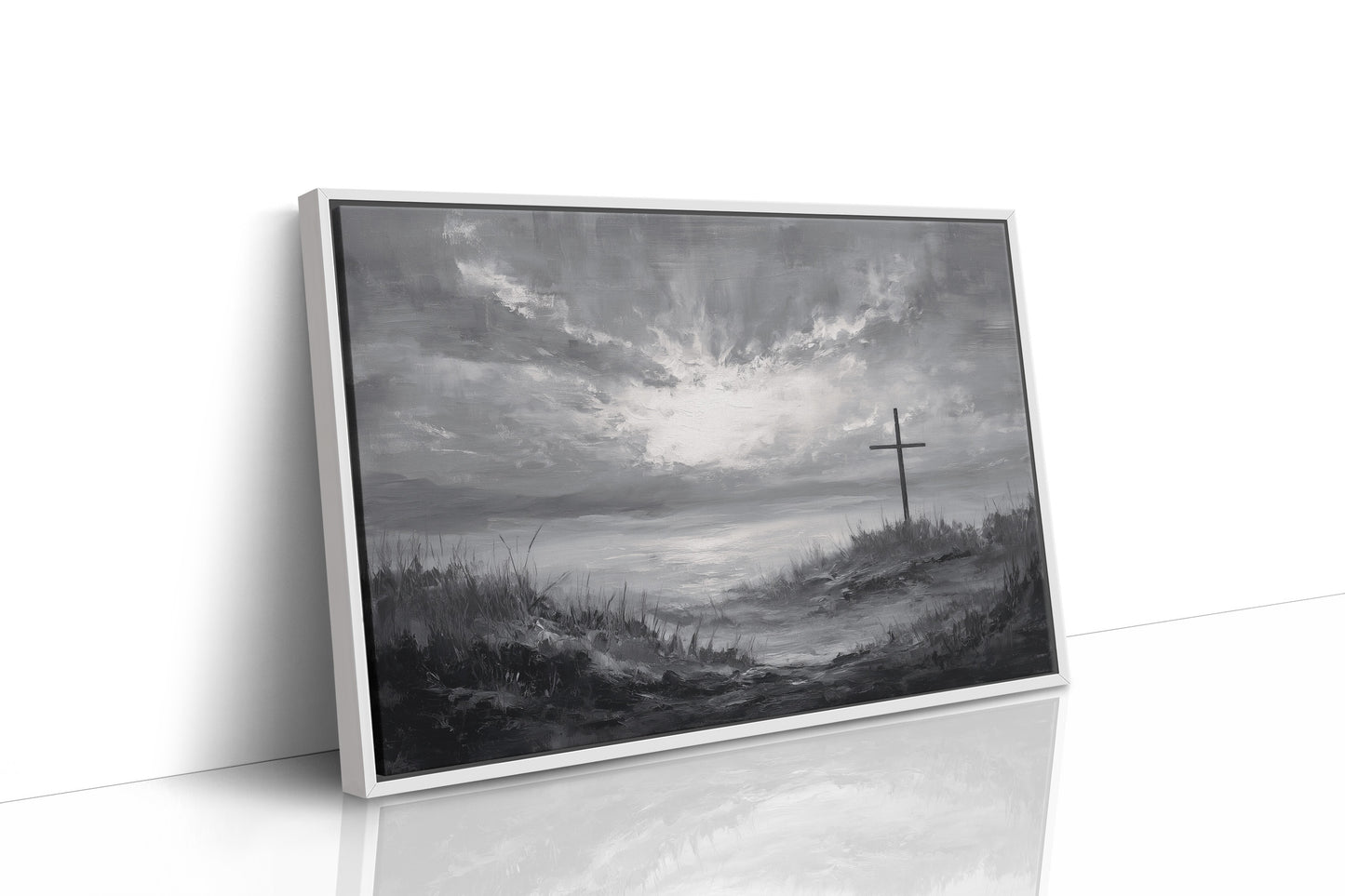 Solitary Cross Under Silver Skies