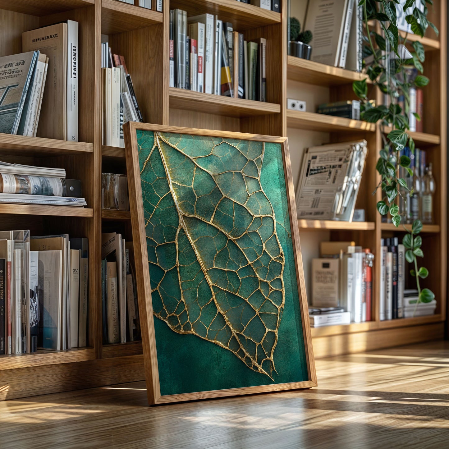 Golden Vein Leaf on Emerald