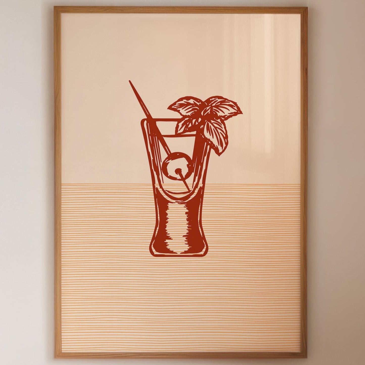 Mint Leaves Float Above Sunset Lines