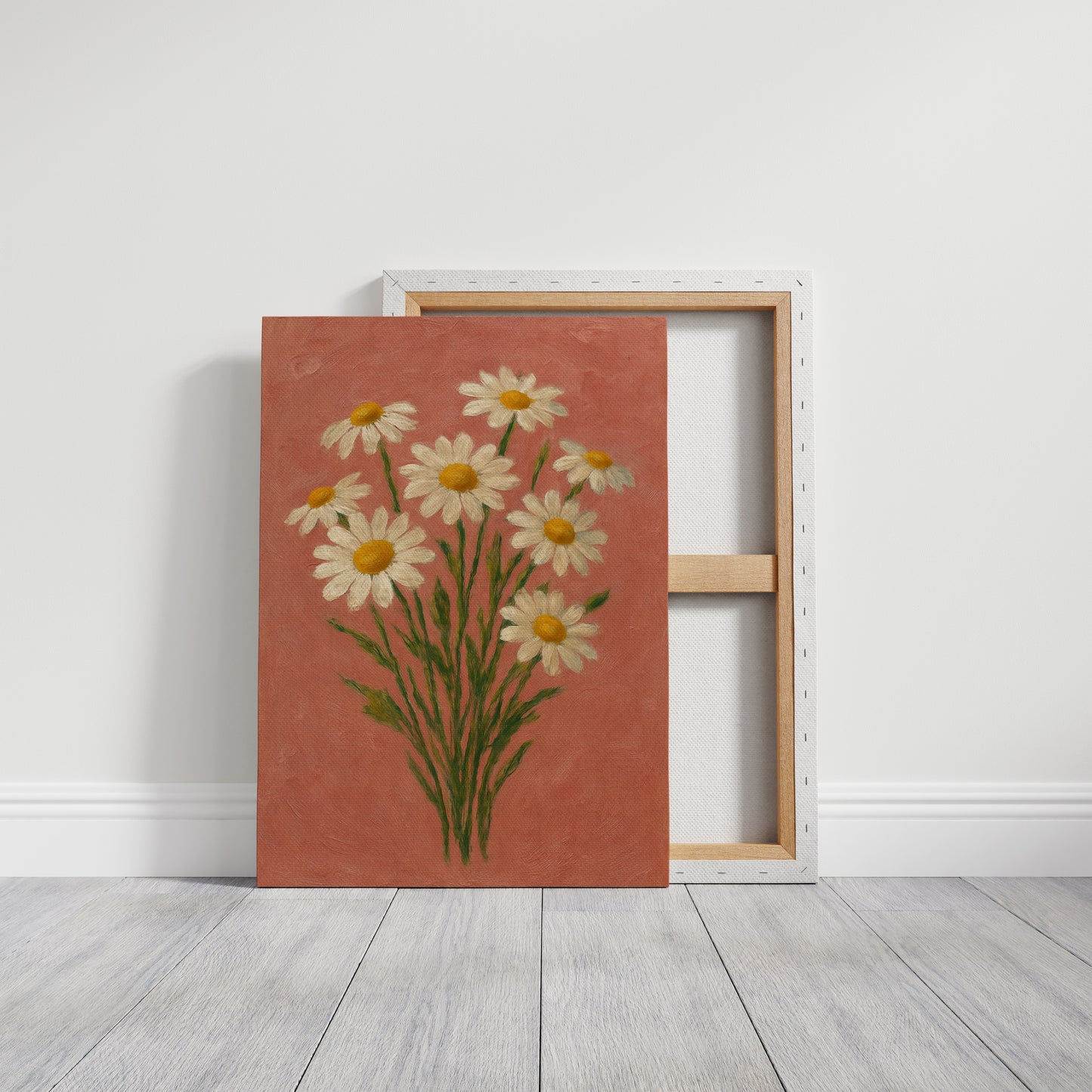 Wild Daisies on Blush Canvas