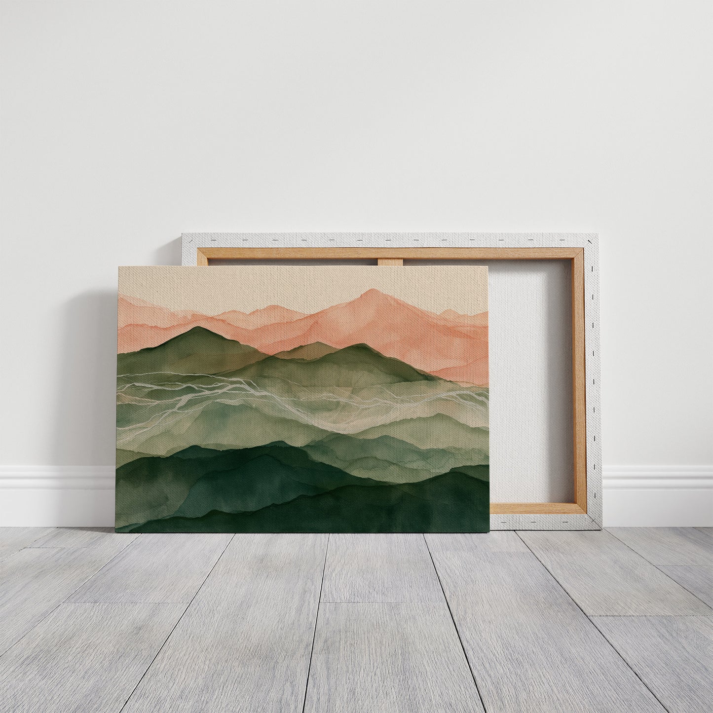 Coral Dawn Over Green Ridges