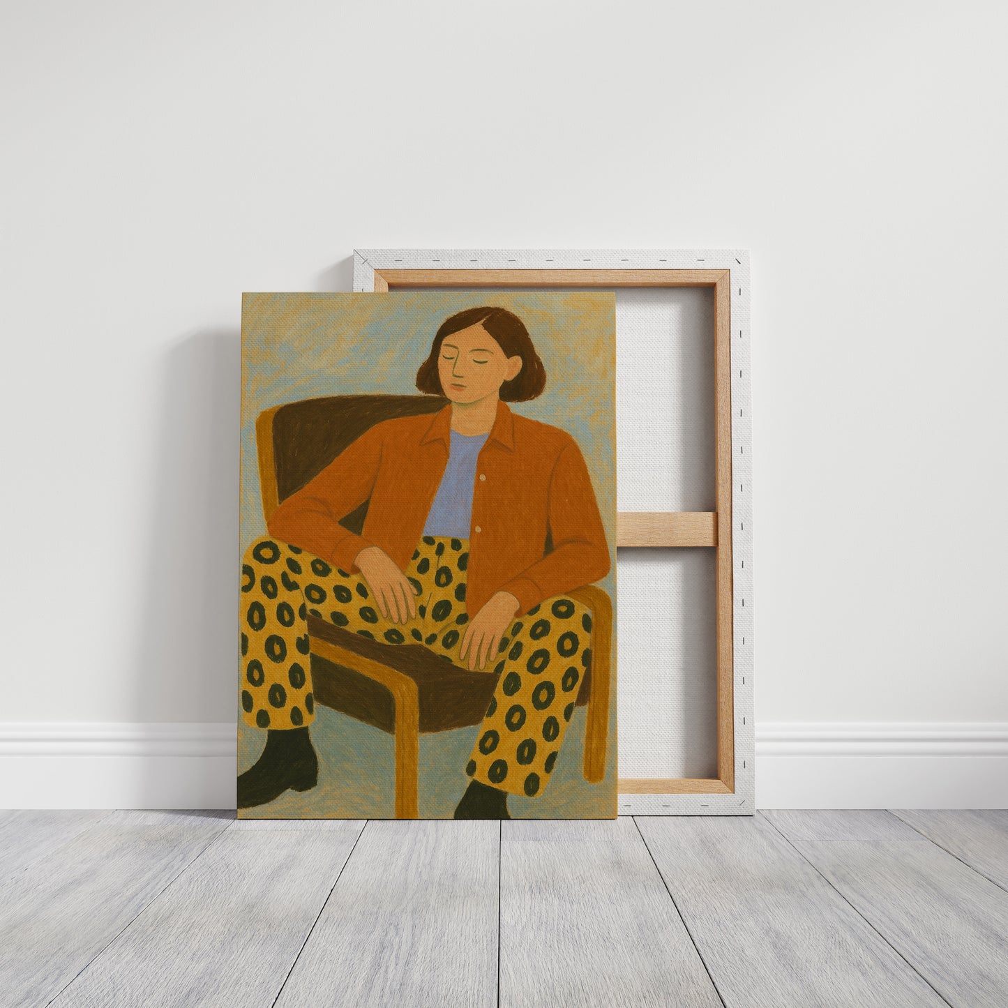 Still Moment in Patterned Pants