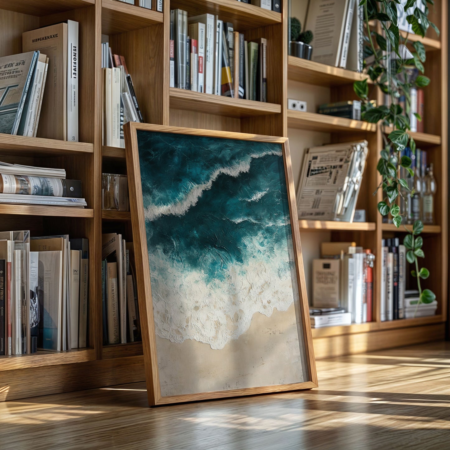 Textured Shoreline in Teal and Sand