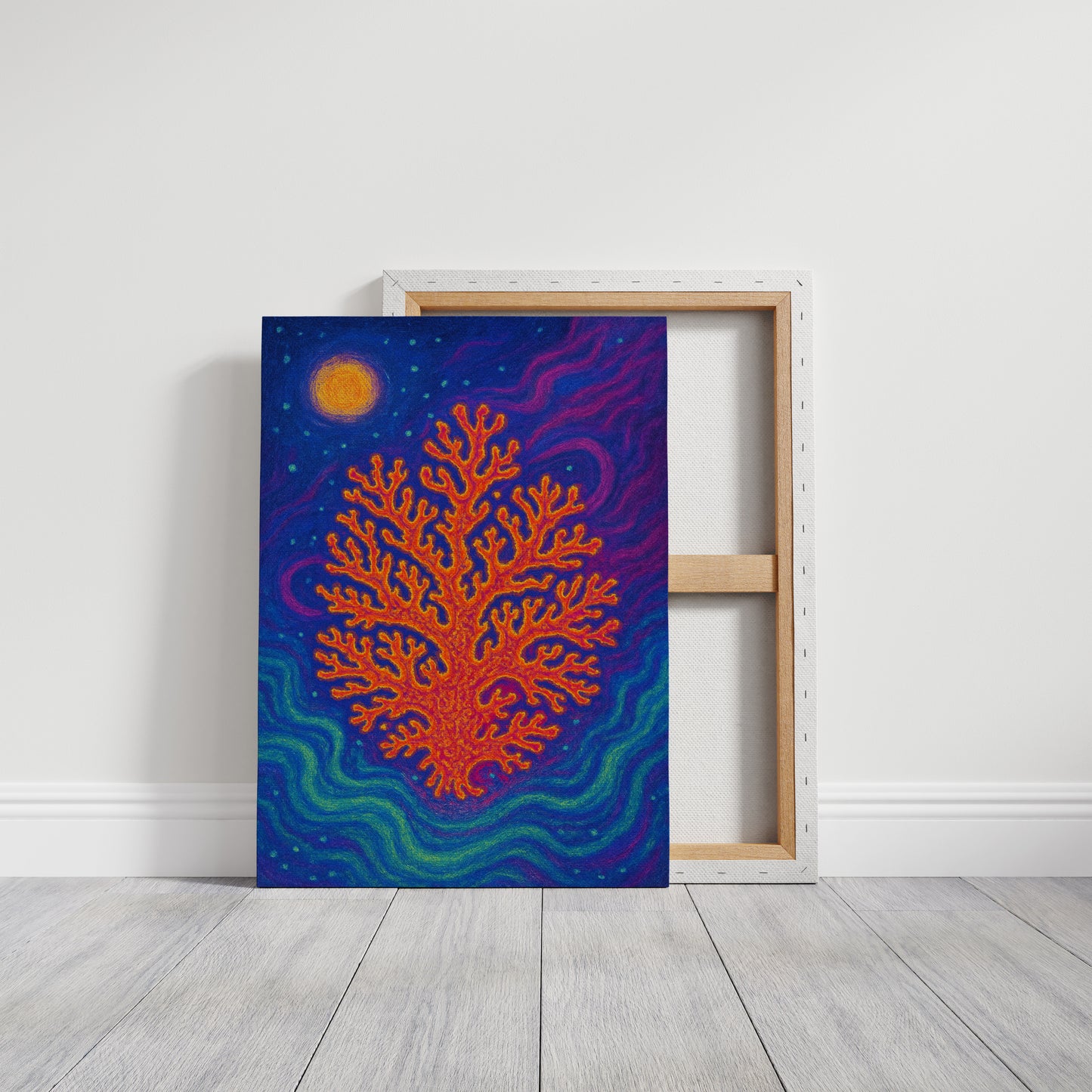 Cosmic Coral Under Moonlight