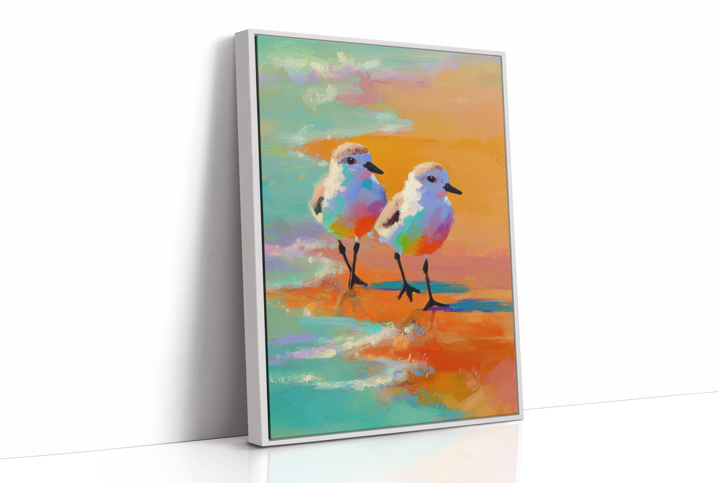 Pastel Shorebirds Walk Together