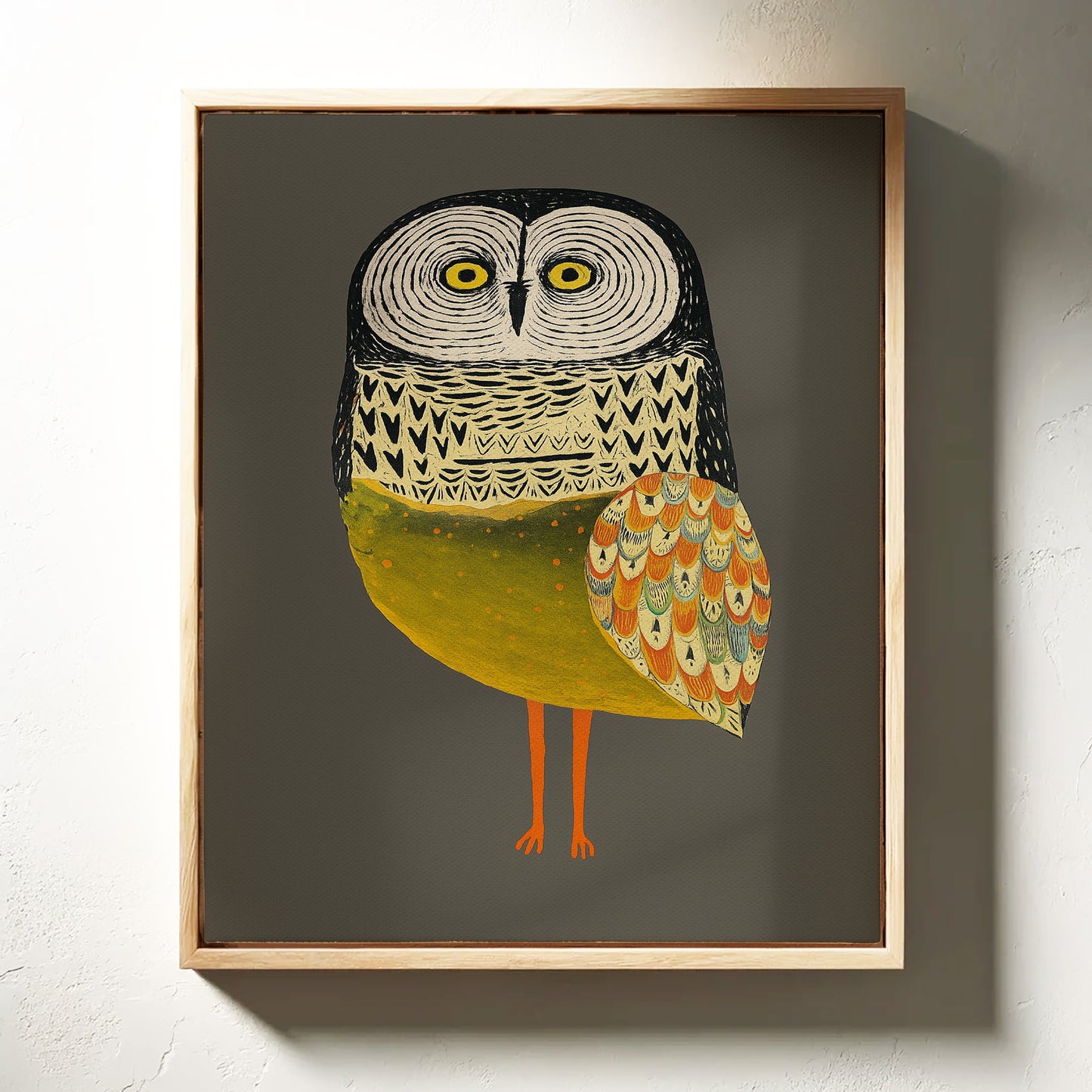 Stylized Owl with Golden Feathers