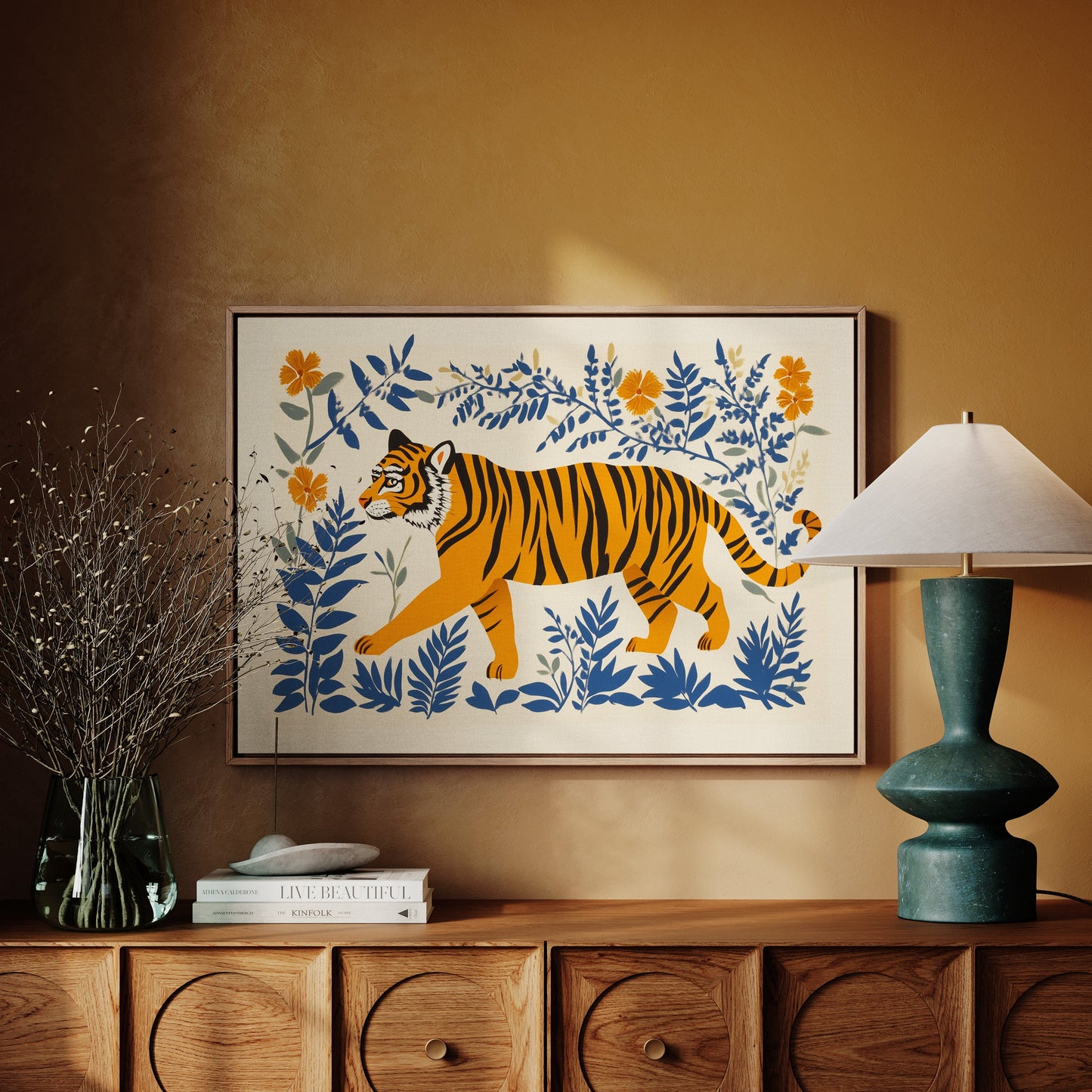 Majestic Tiger Print – Bold Jungle Art, Modern Folk Style Wall Decor
