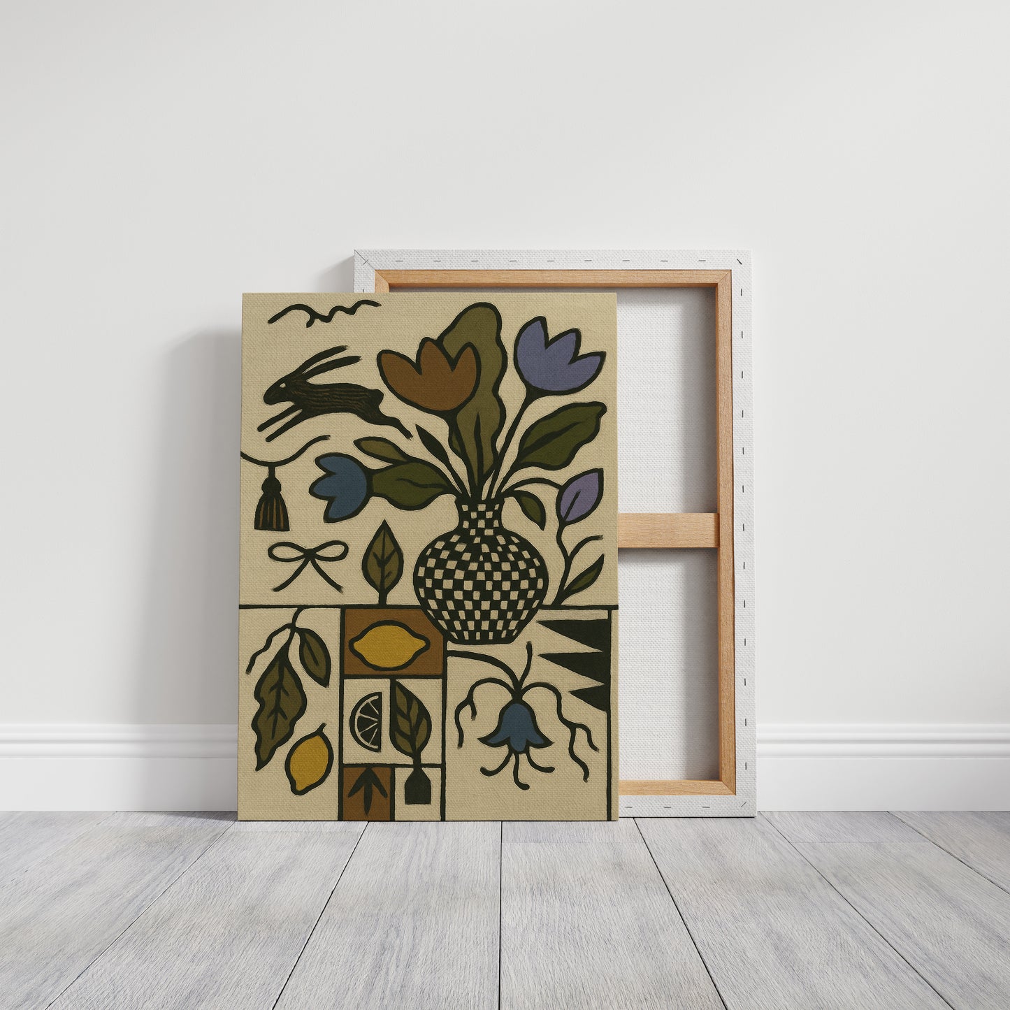 Lemon Rabbit Folk Vase