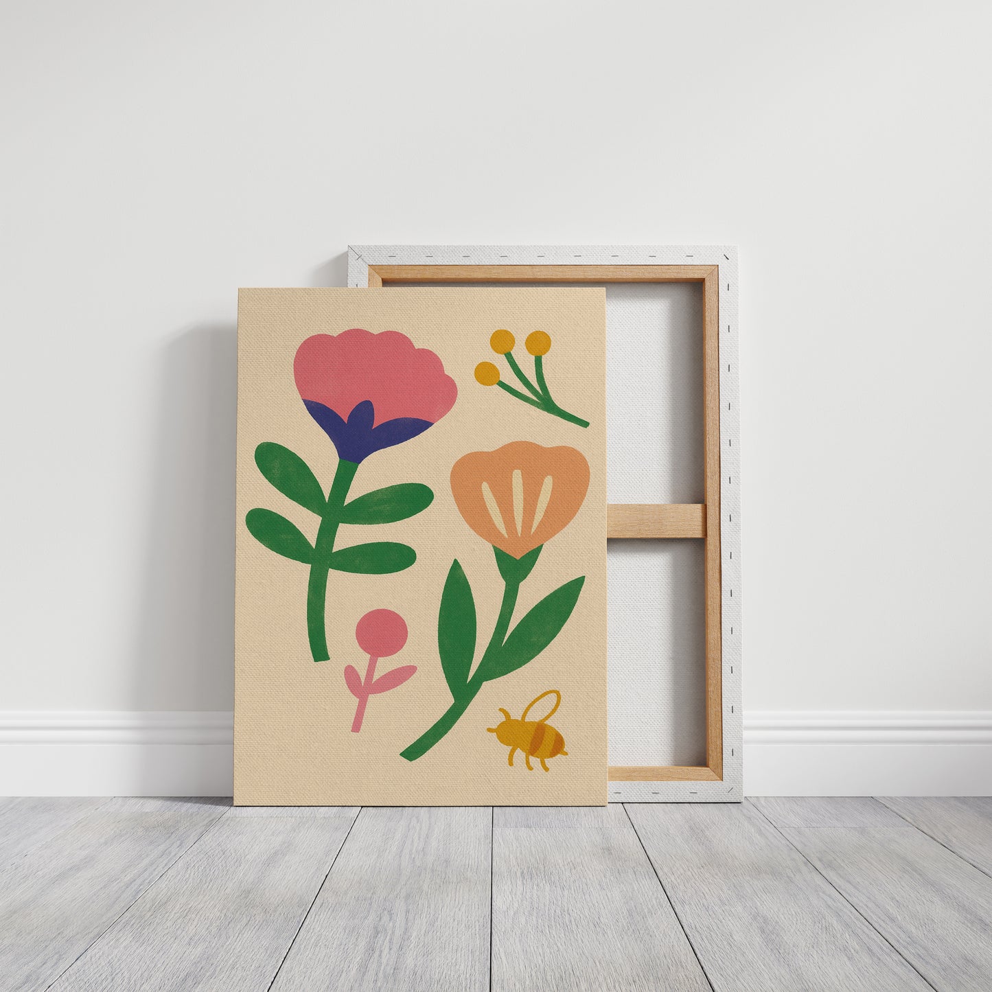 Bumblebee and Blossoms on Cream