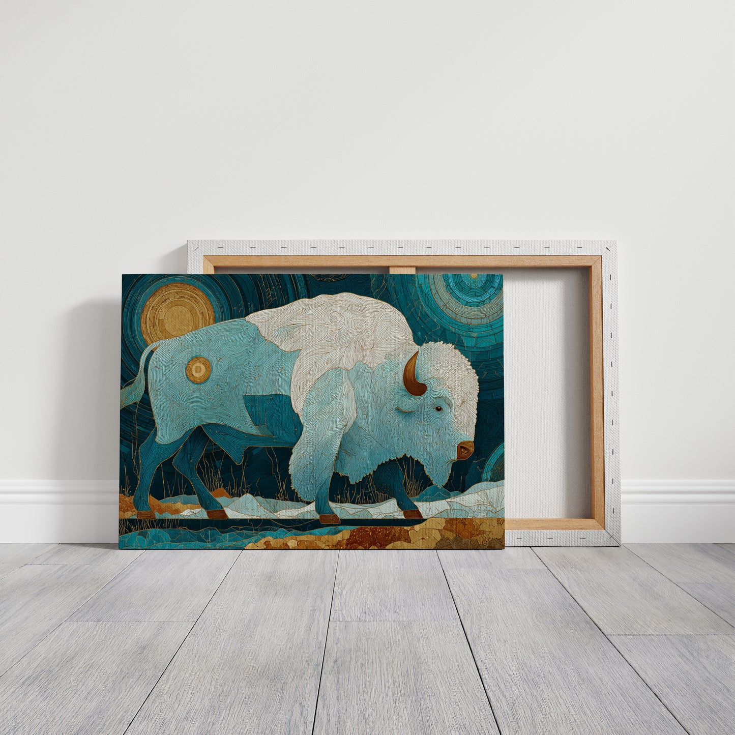 Sacred Bison Under Celestial Moons