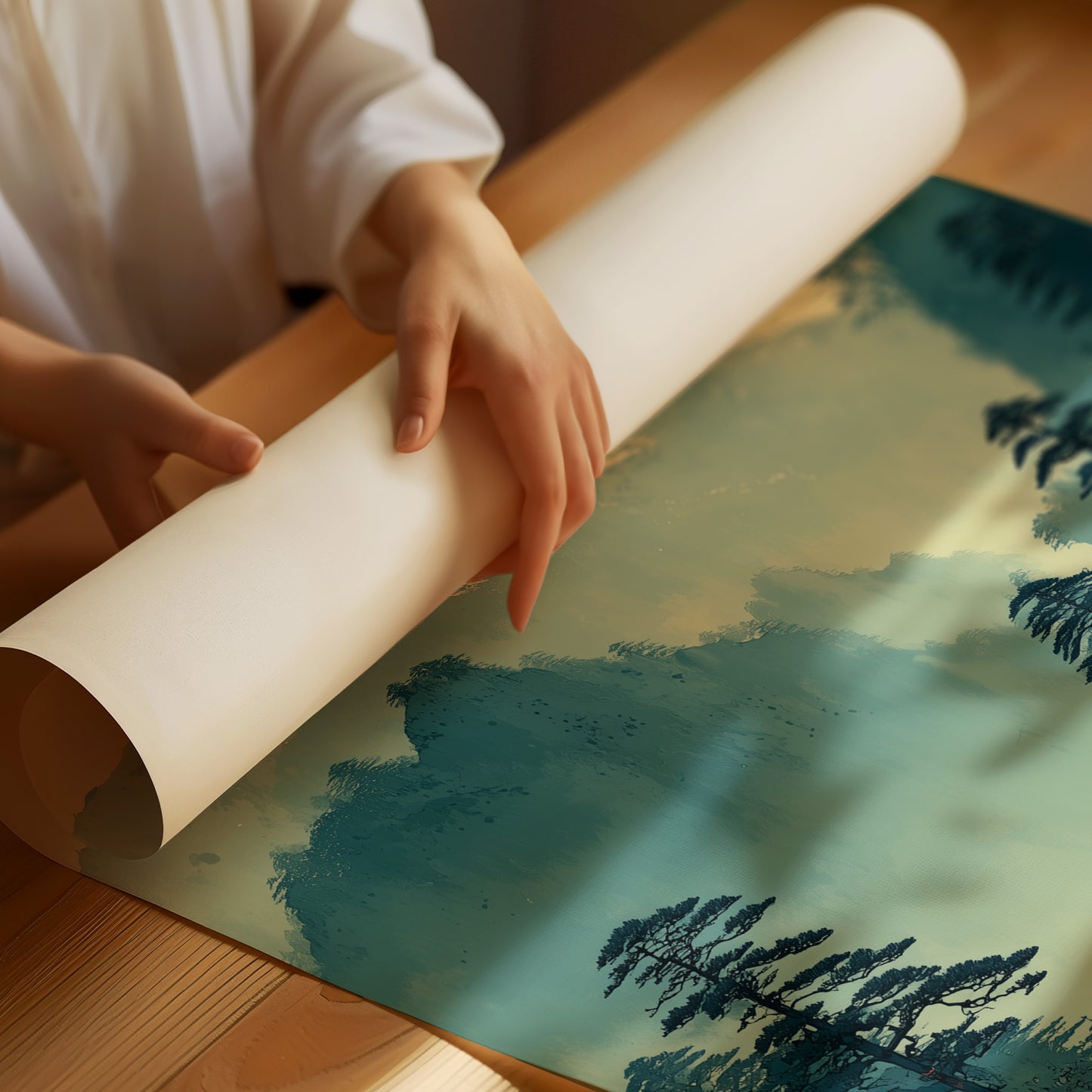 Sacred Bridge Beyond Misty Peaks