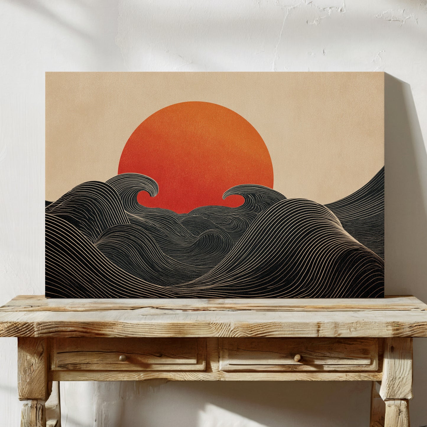 When Waves Embrace the Setting Sun