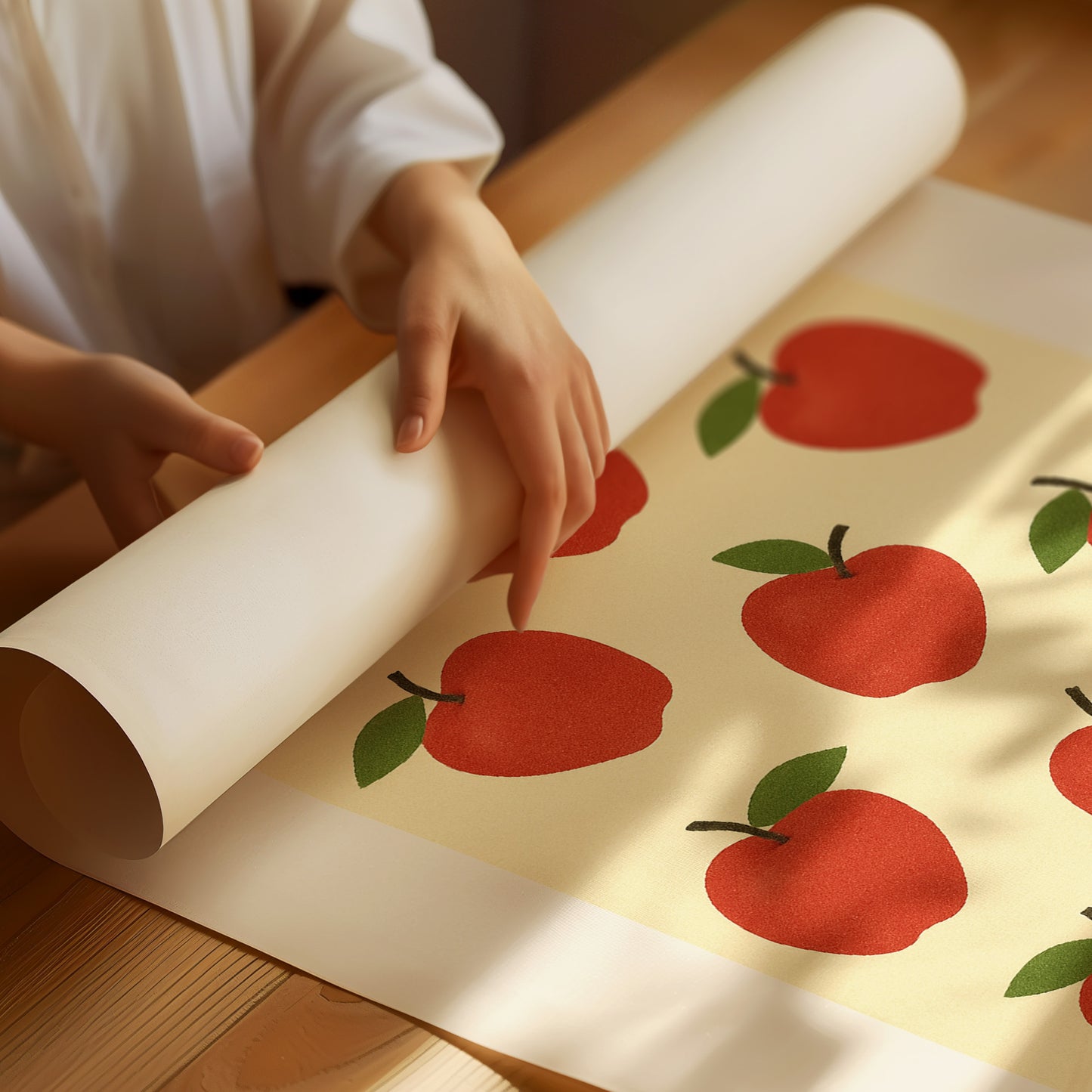 Crimson Orchard On Cream Canvas