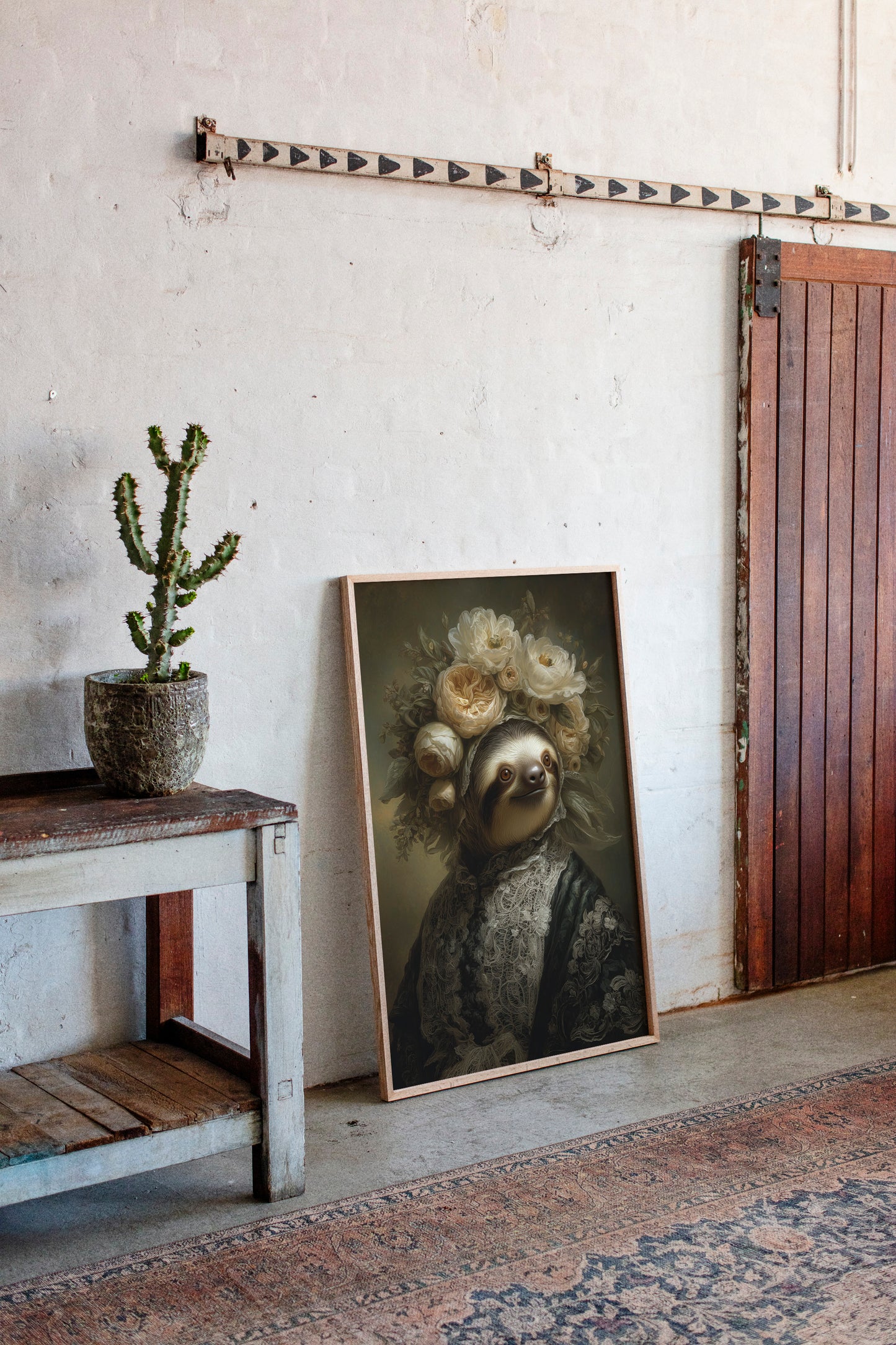 Regal Sloth in Floral Elegance