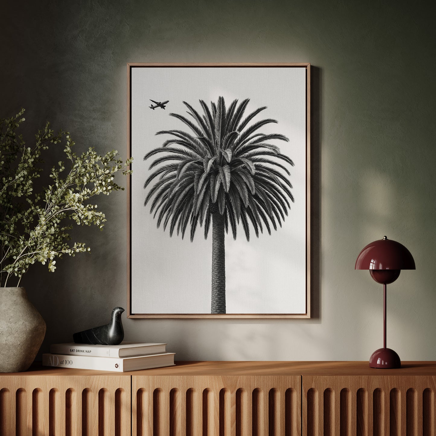 Palm Crown and Passing Plane