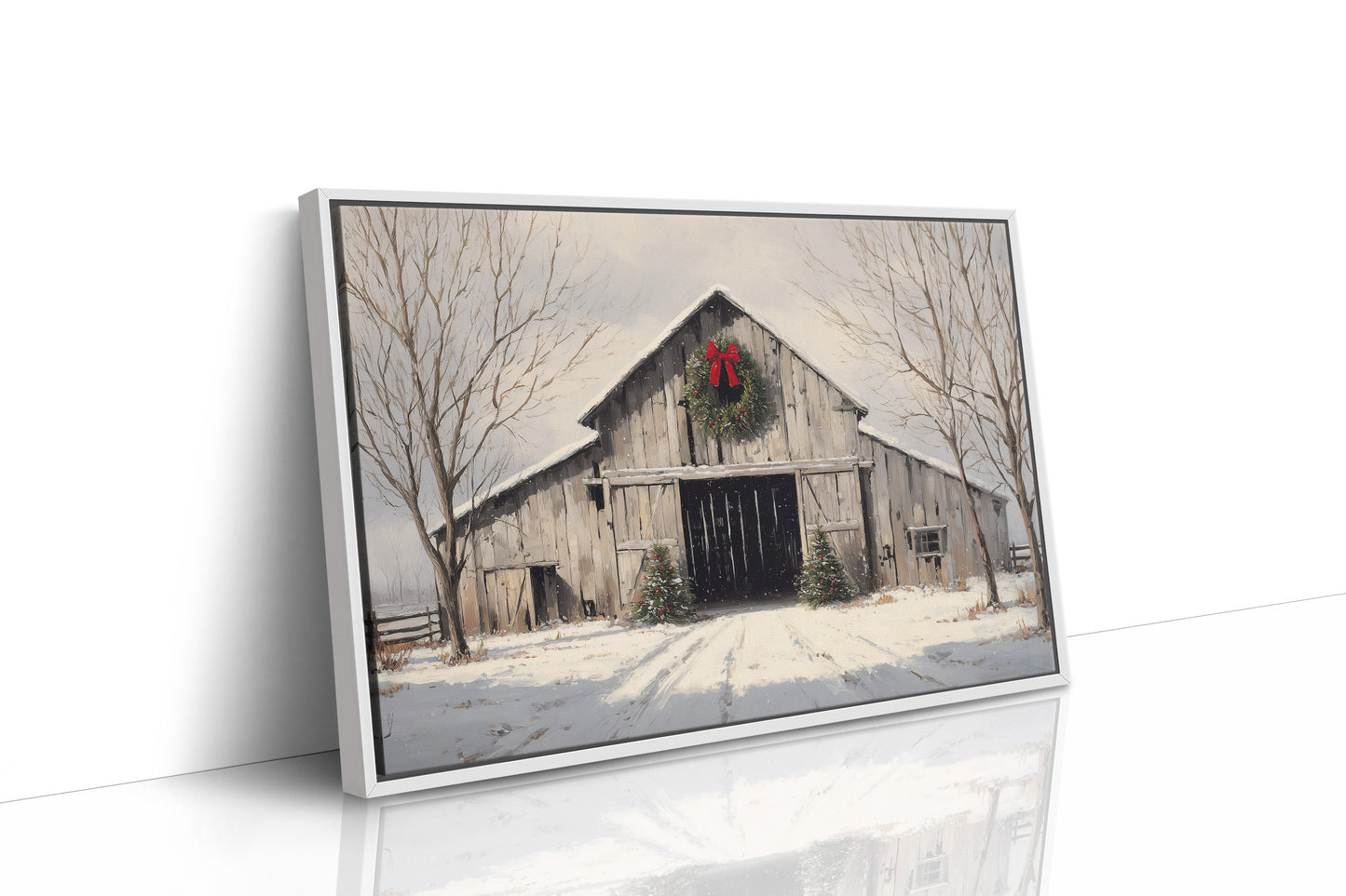 Winter Barn Wears Holiday Red