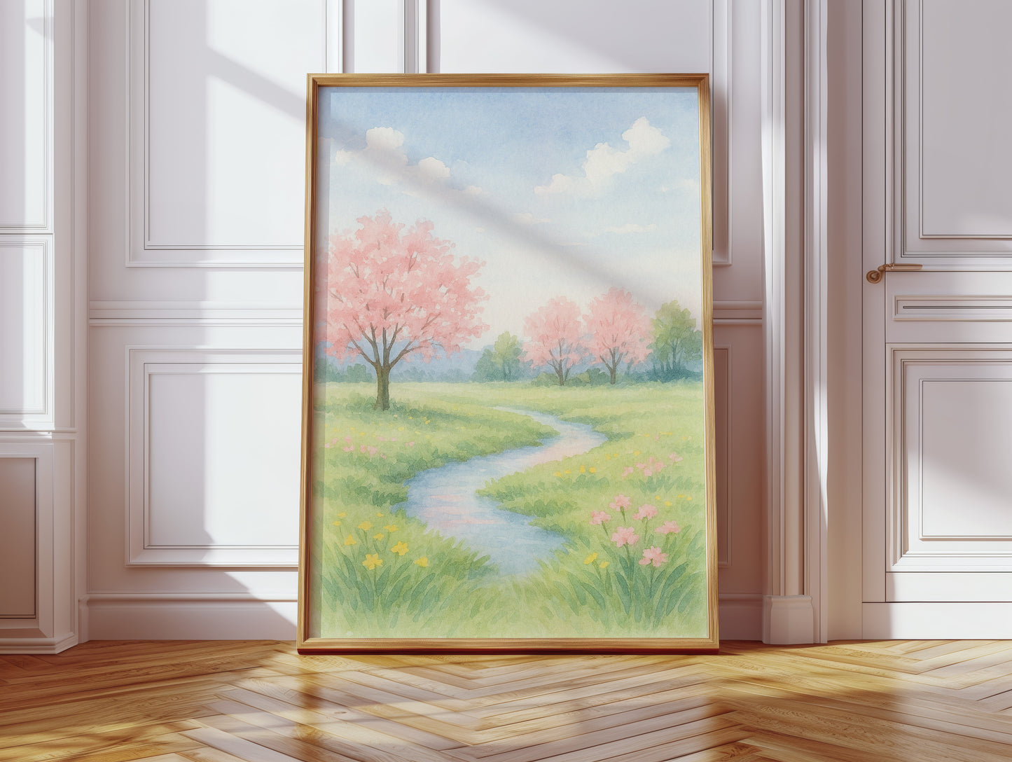 Spring Stream and Blossom Path