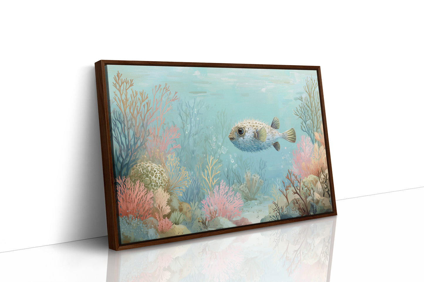 Pufferfish Drifts Through Coral Symphony