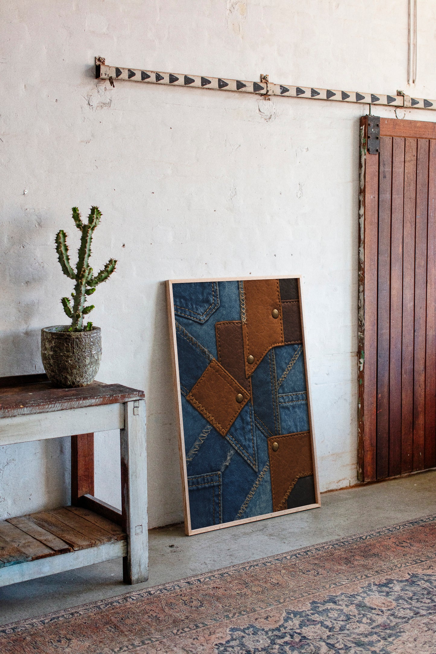 Western Patchwork Denim and Leather Print