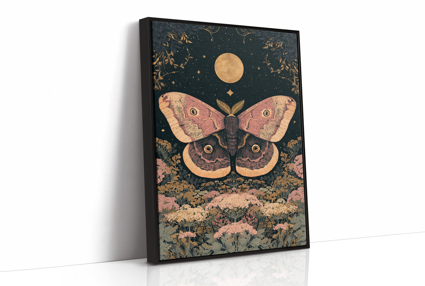 Moon Moth Among Wildflowers